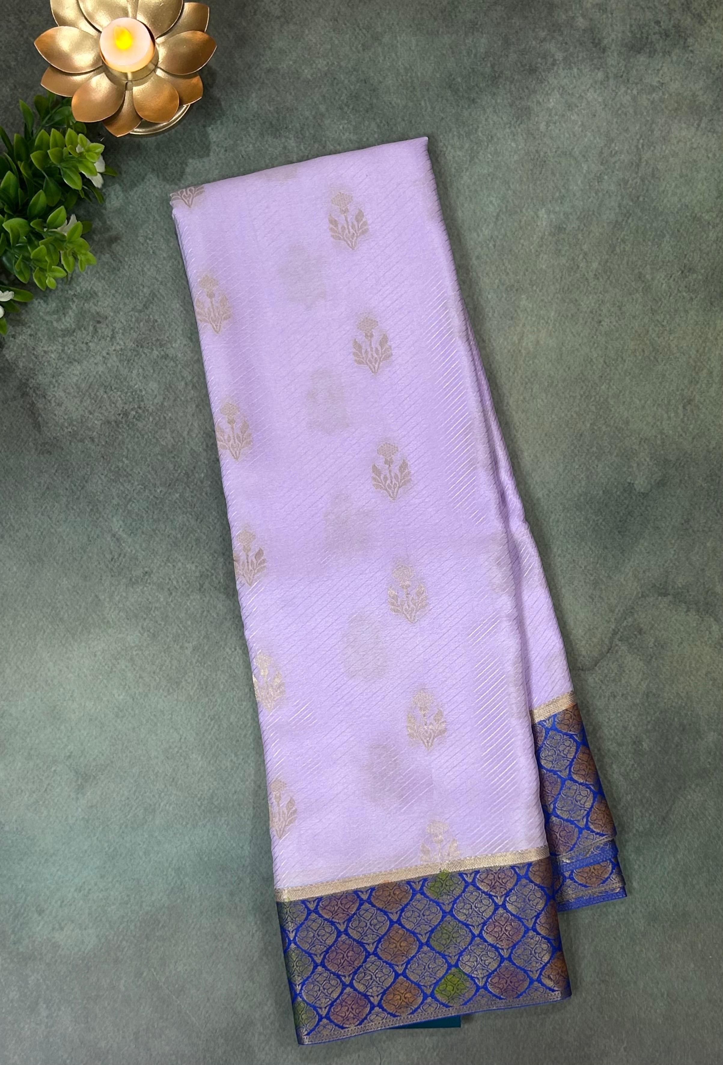 LIlac Rankart border Pure Mysore Silk-10 Saree – Elegant Handwoven Design | Premium Traditional Silk Collection