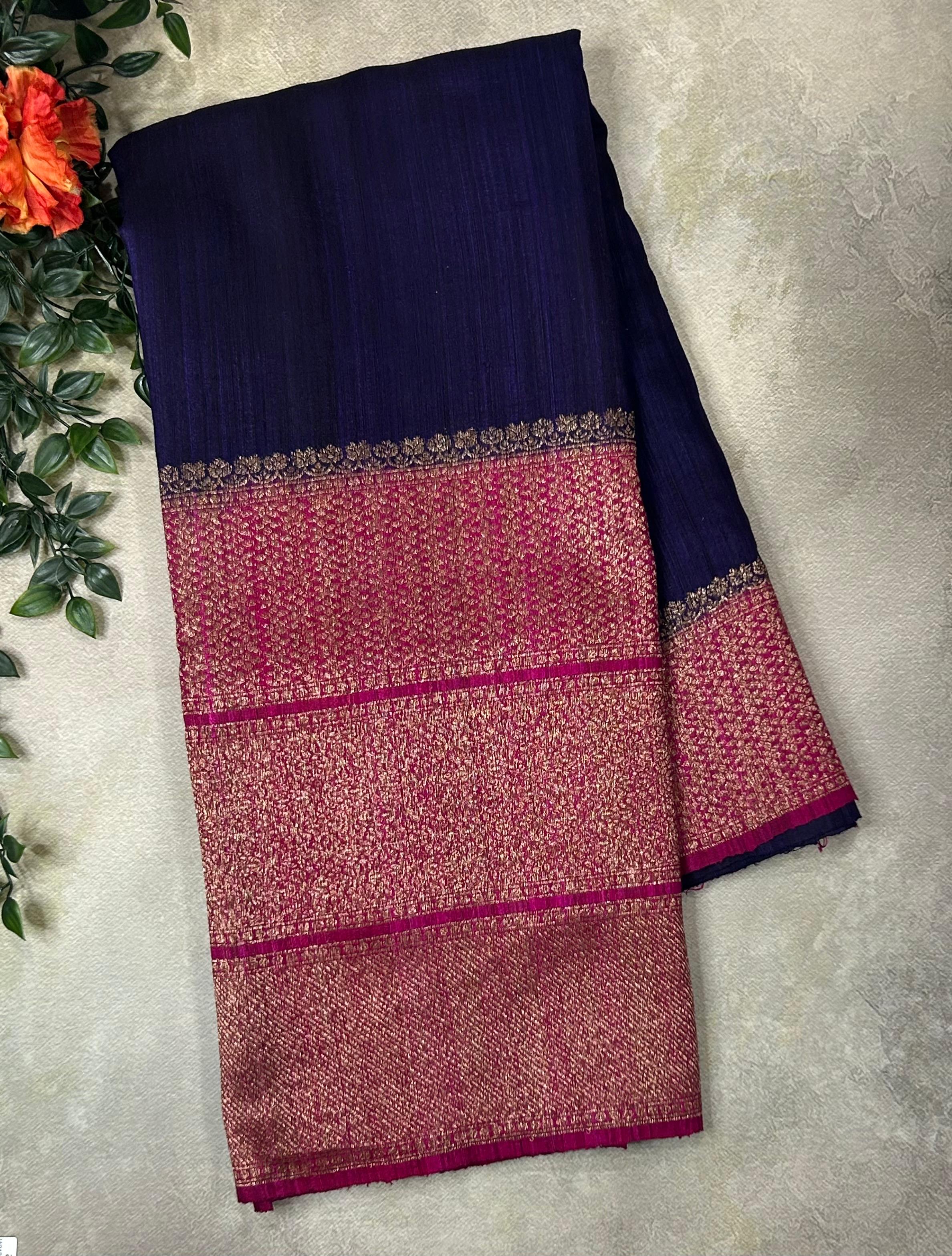 Half n half plain n brocadepure handloom  tussar silk-10 saree