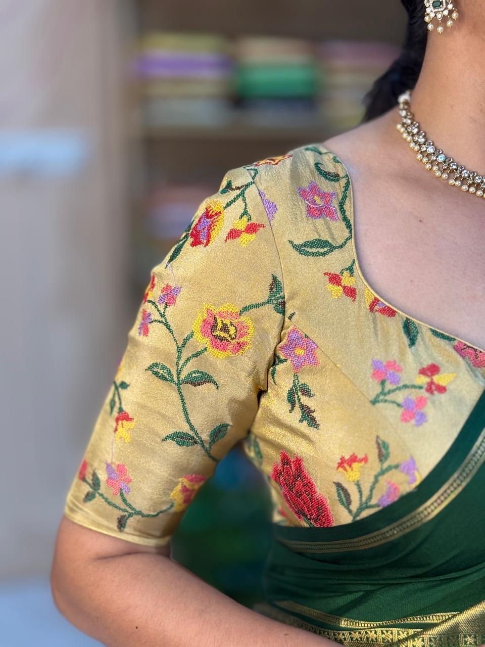 Pastel Yellow petite embrodiery tissue blouse