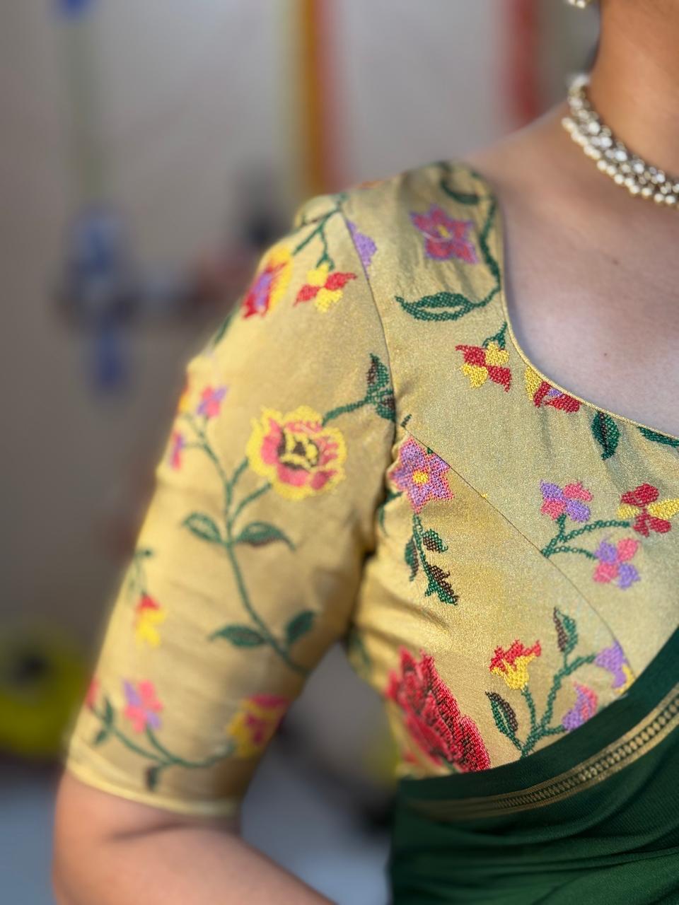 Pastel Yellow petite embrodiery tissue blouse