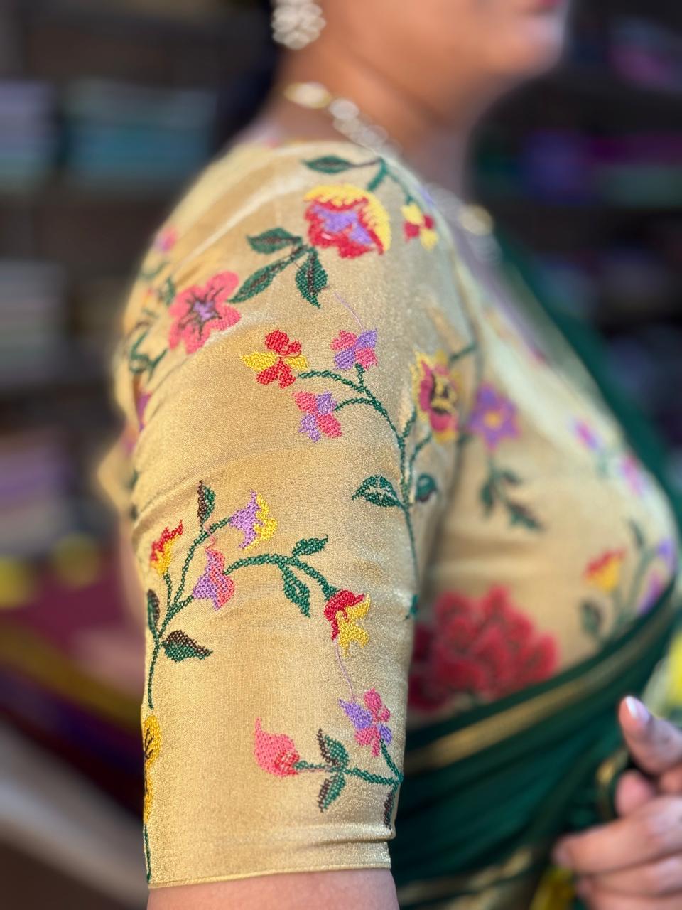 Pastel Yellow petite embrodiery tissue blouse