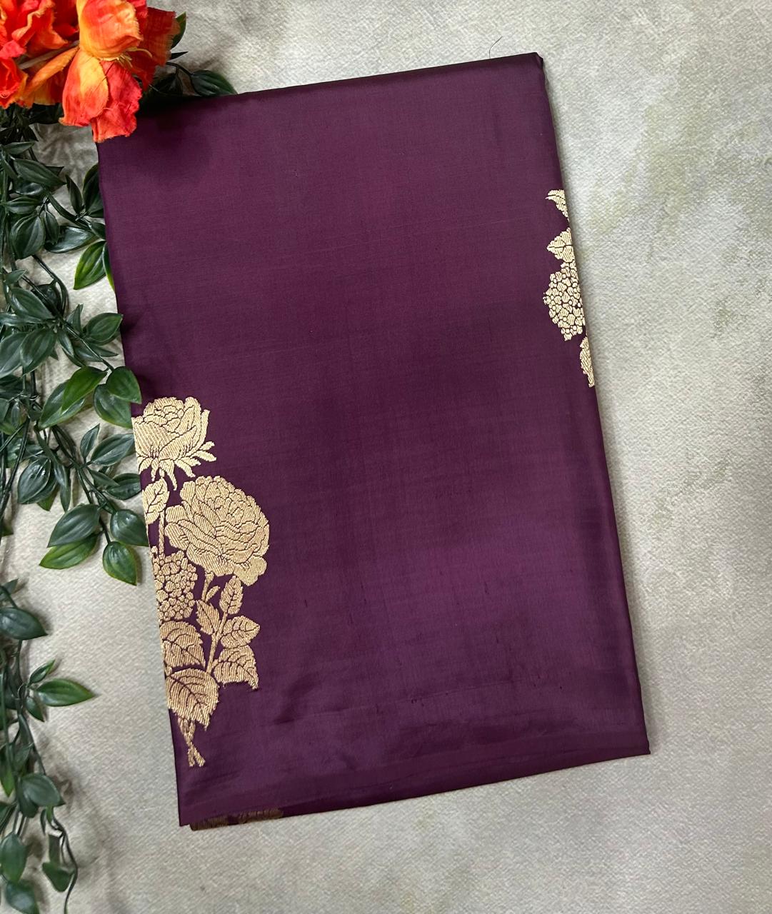Dark wine lightweight banarasi silk-10 saree