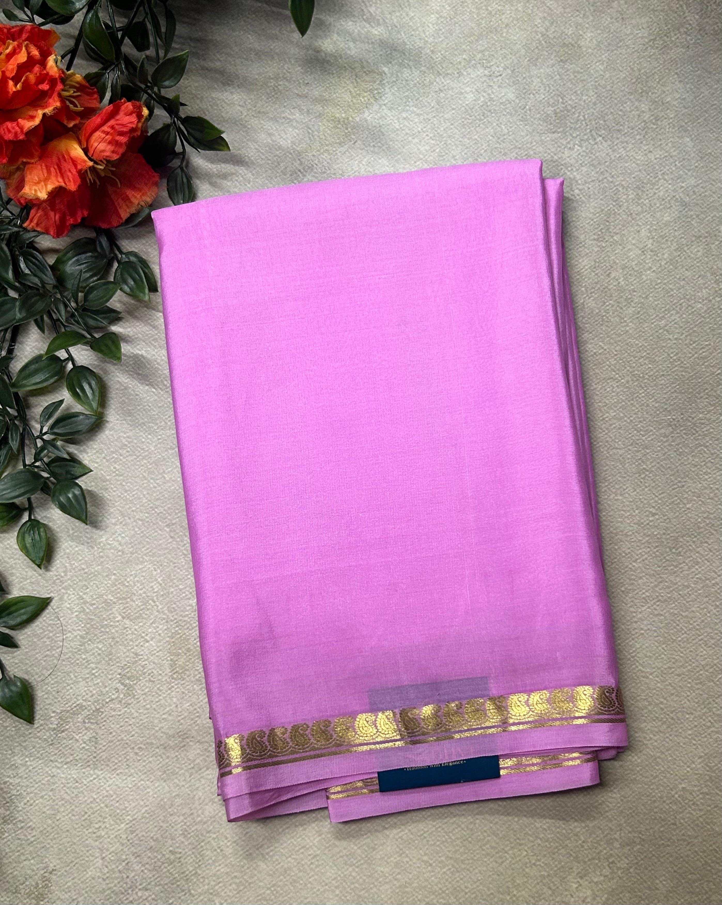 Pastel pink Lightweight Pure Mysore Crepe Silk Saree – Elegant Soft Drape(MSL)