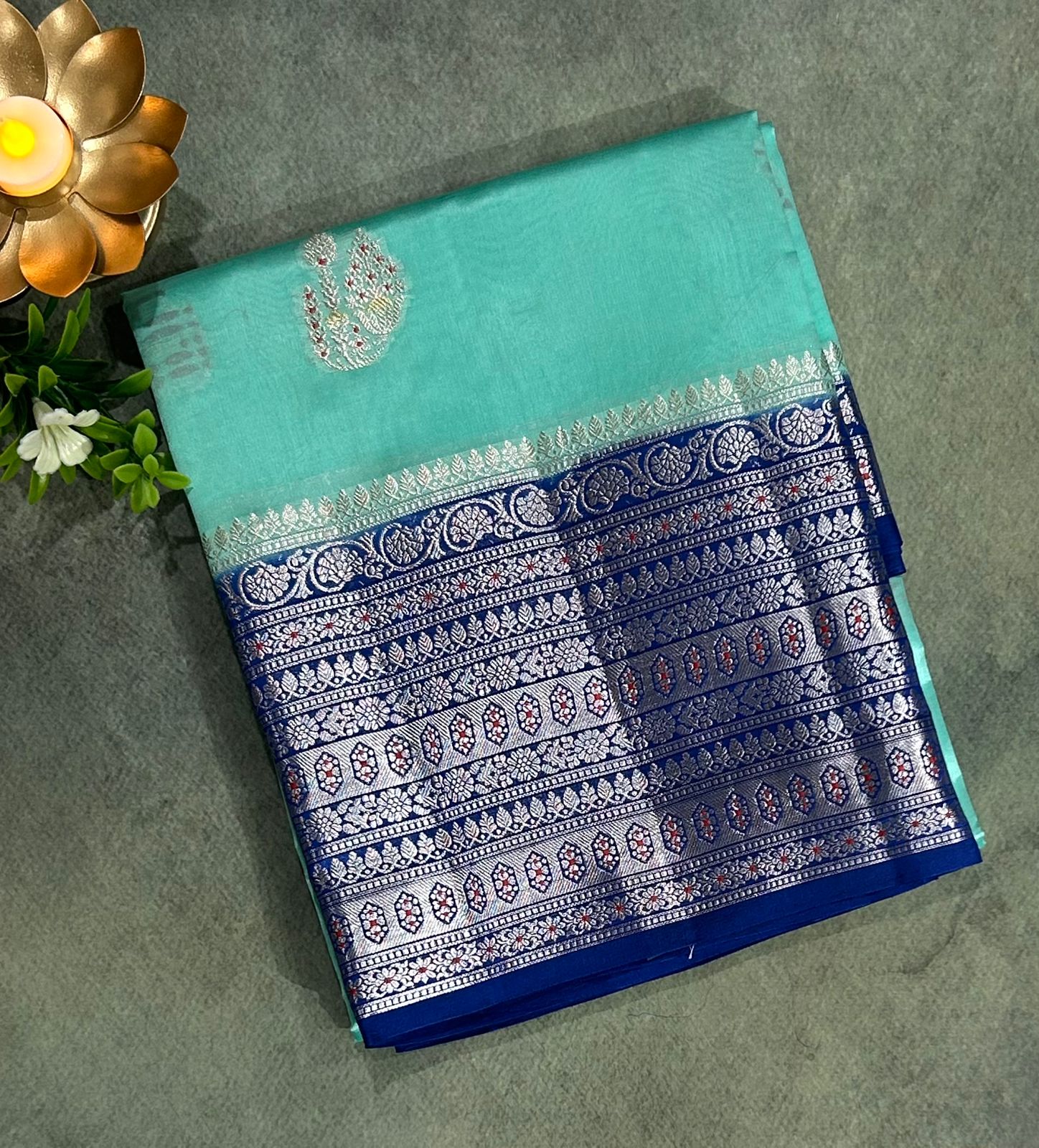 Light rama green  lightweight banarasi silk-10 saree