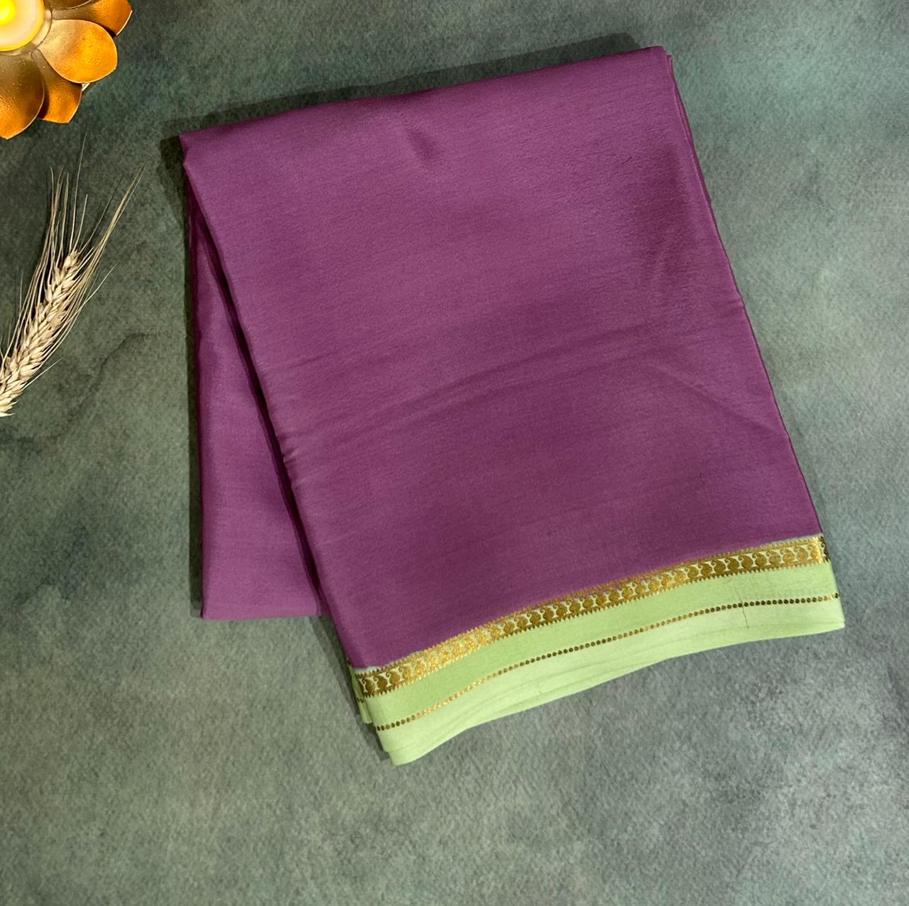 Onion pink one inch border pure mysore silk saree-10
