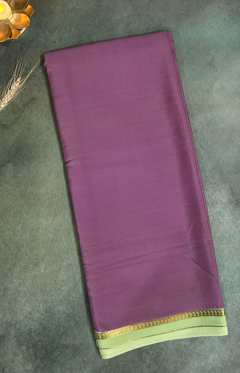 Onion pink one inch border pure mysore silk saree-10