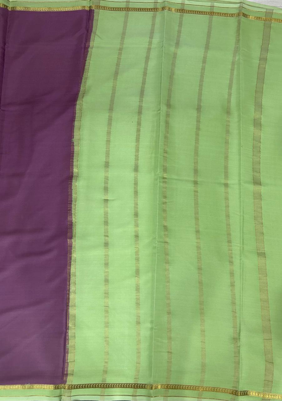 Onion pink one inch border pure mysore silk saree-10