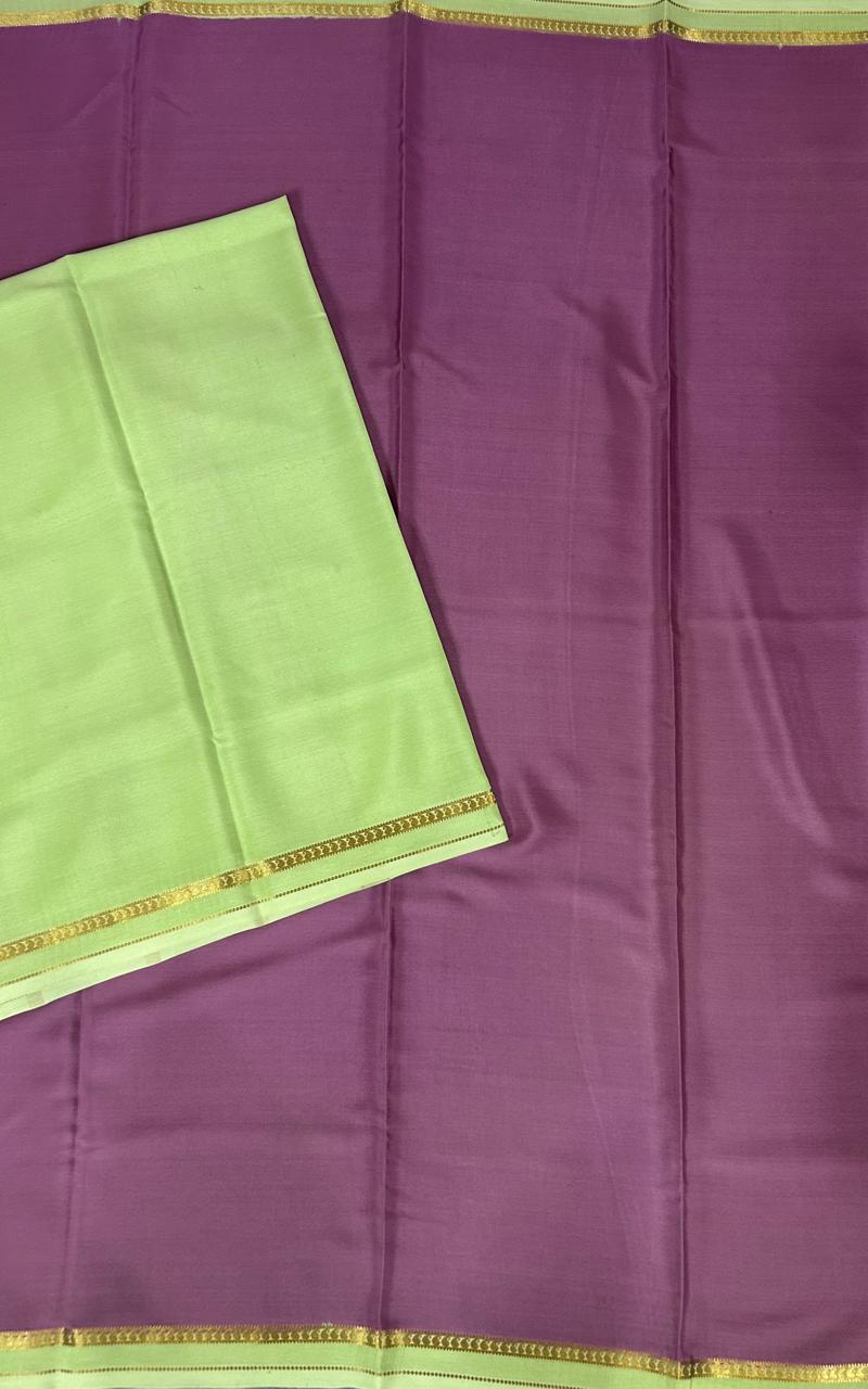 Onion pink one inch border pure mysore silk saree-10