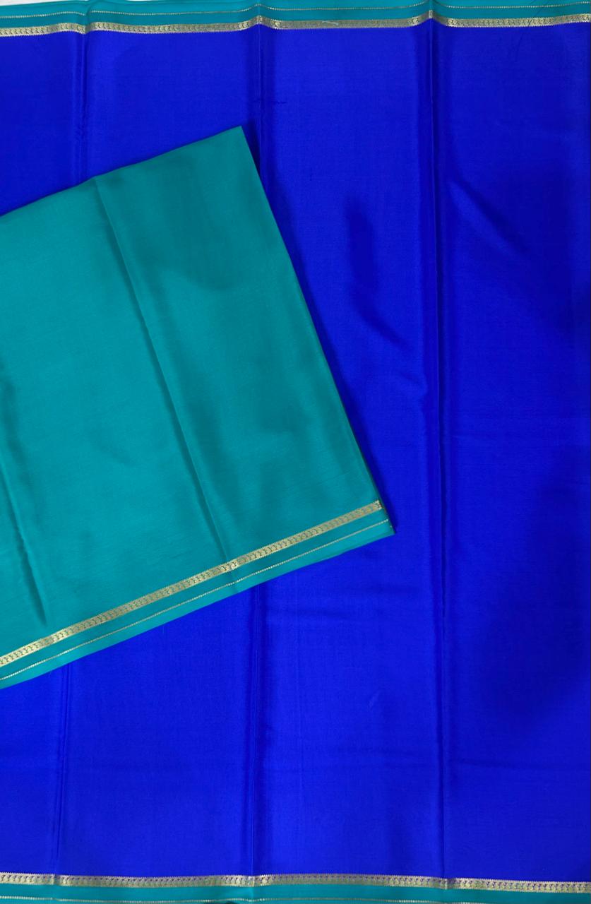 Royal blue one inch border pure mysore silk saree-10