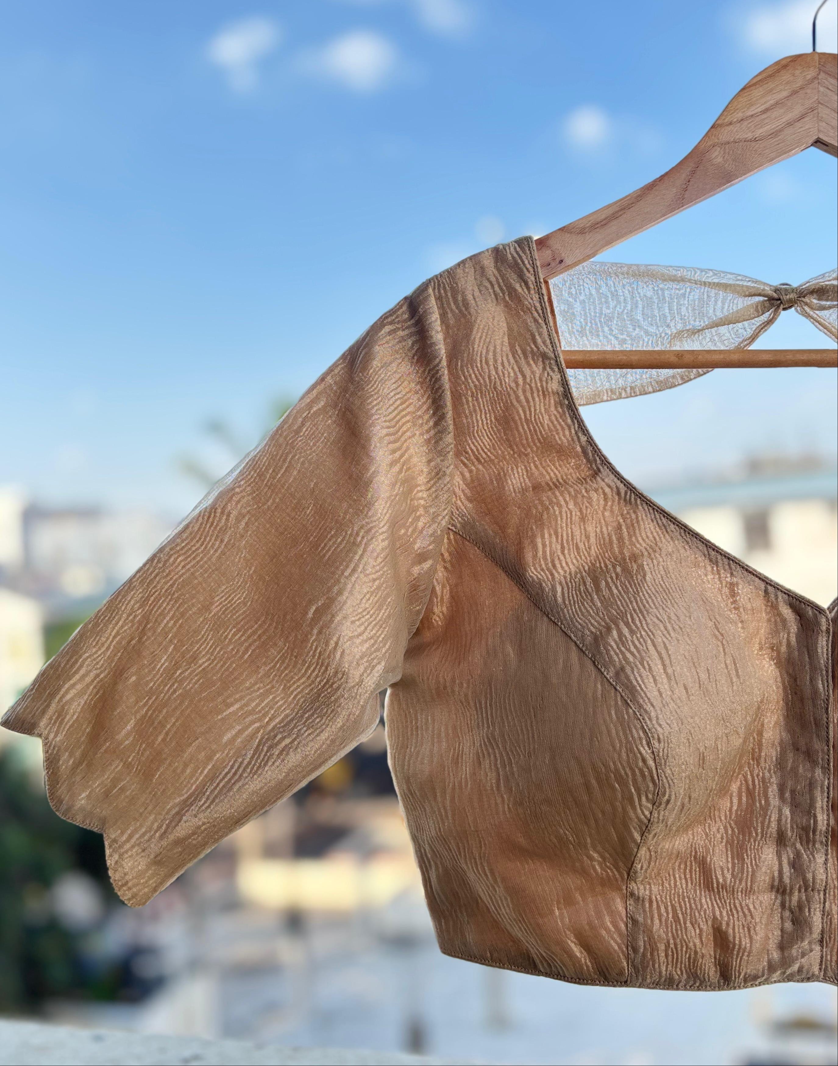 Beige crush tissue blouse