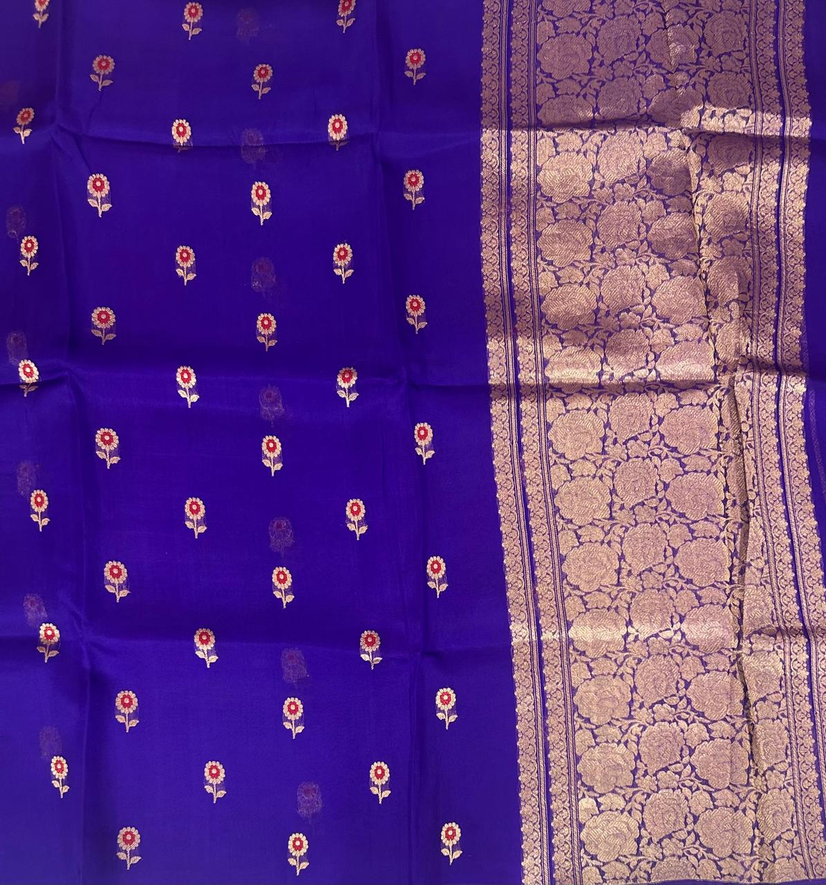 Purple small butta pure kora organza-11 saree