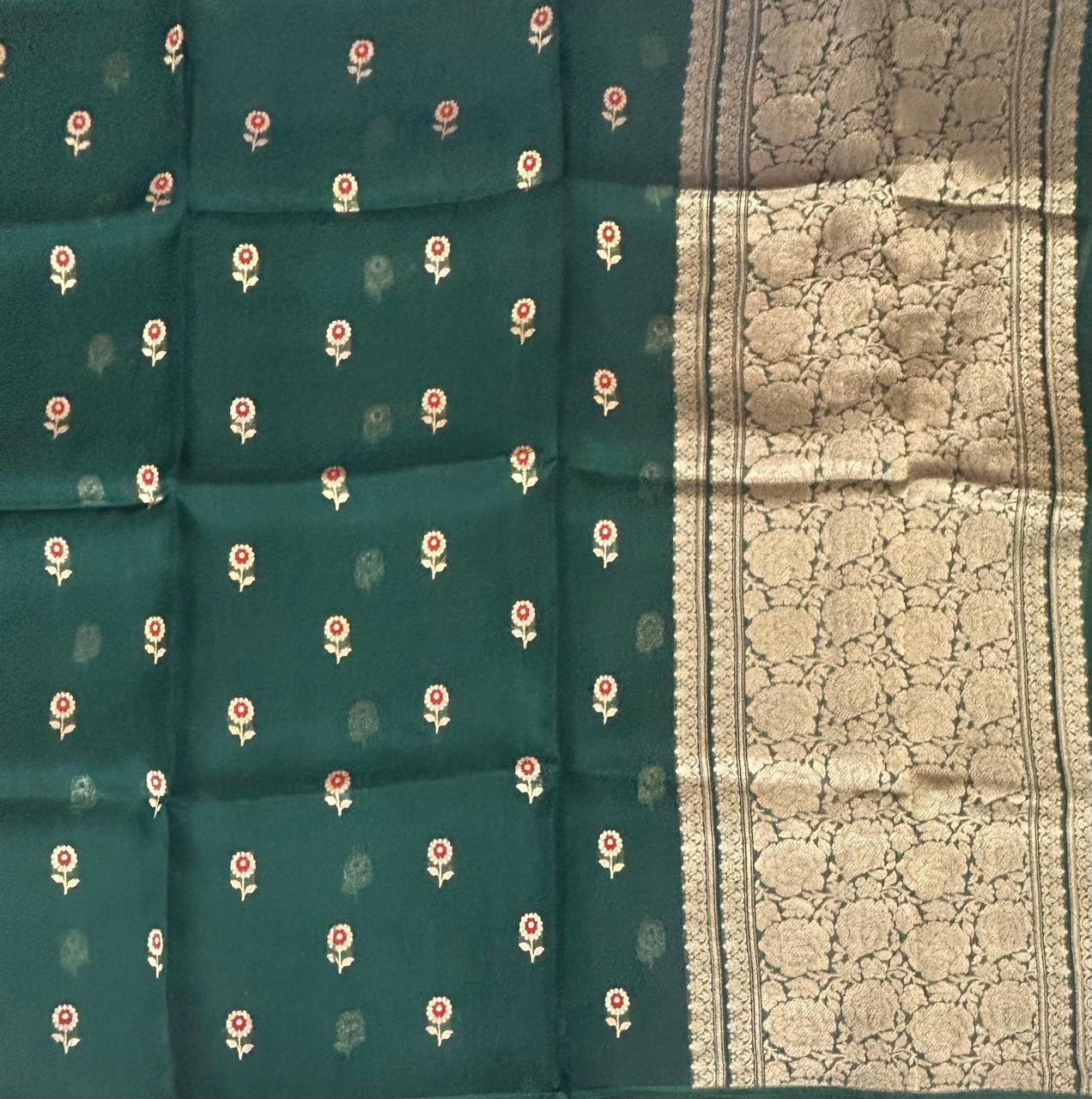 Bottle small butta pure kora organza-11 saree