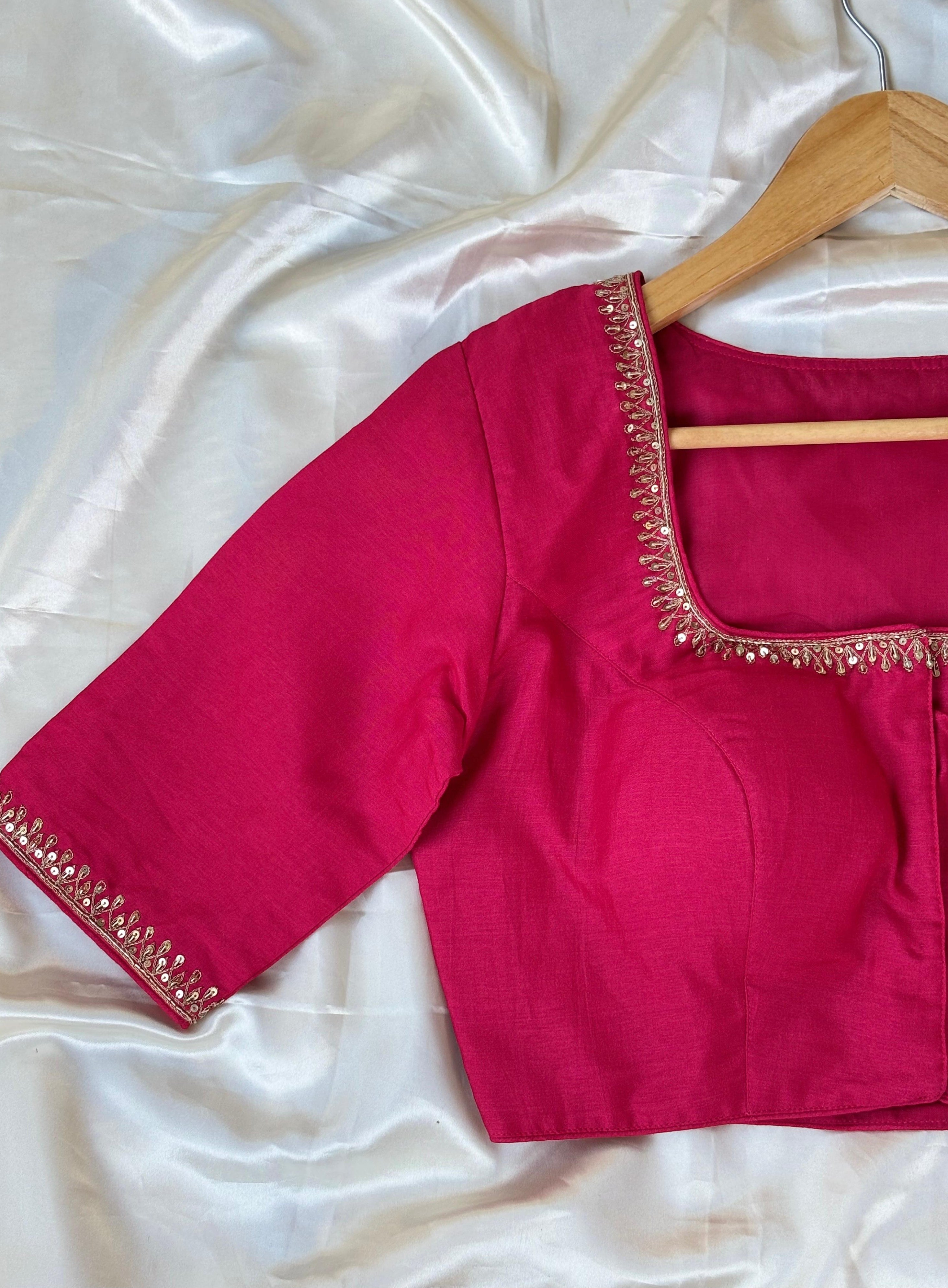 Pink embrodiery doli silk blouse