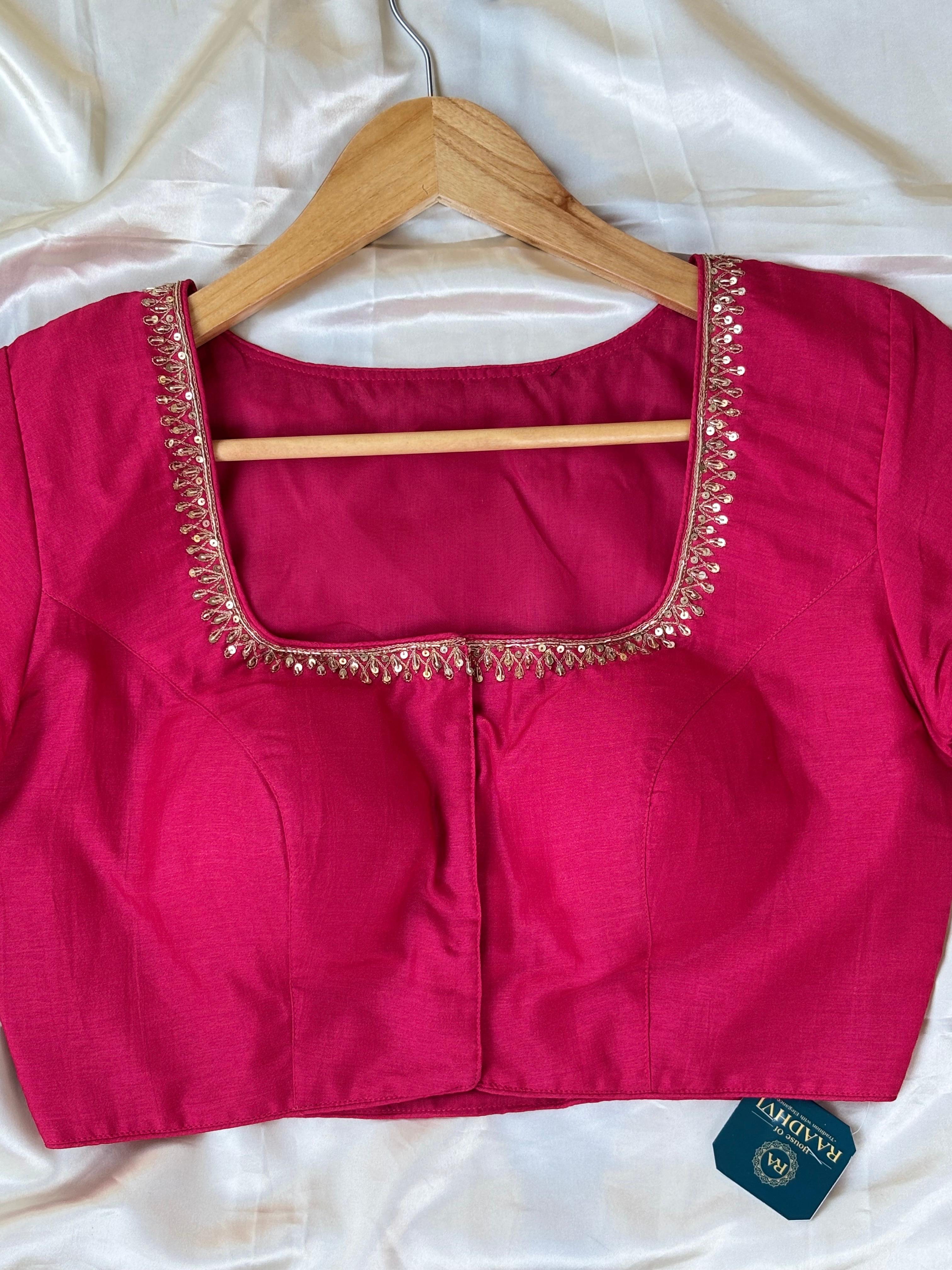 Pink embrodiery doli silk blouse