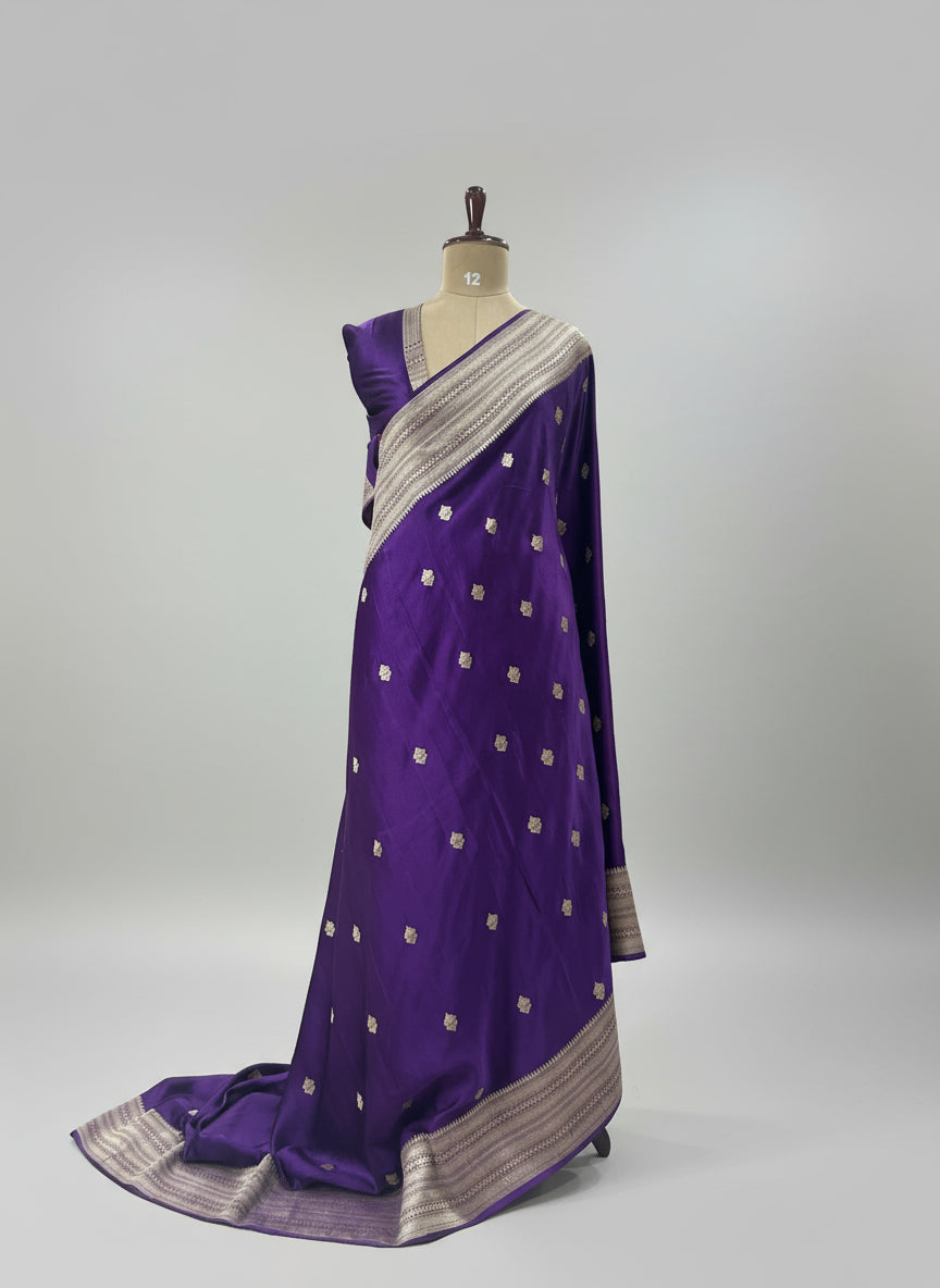 Purple pure mushroom satin silk-11 saree