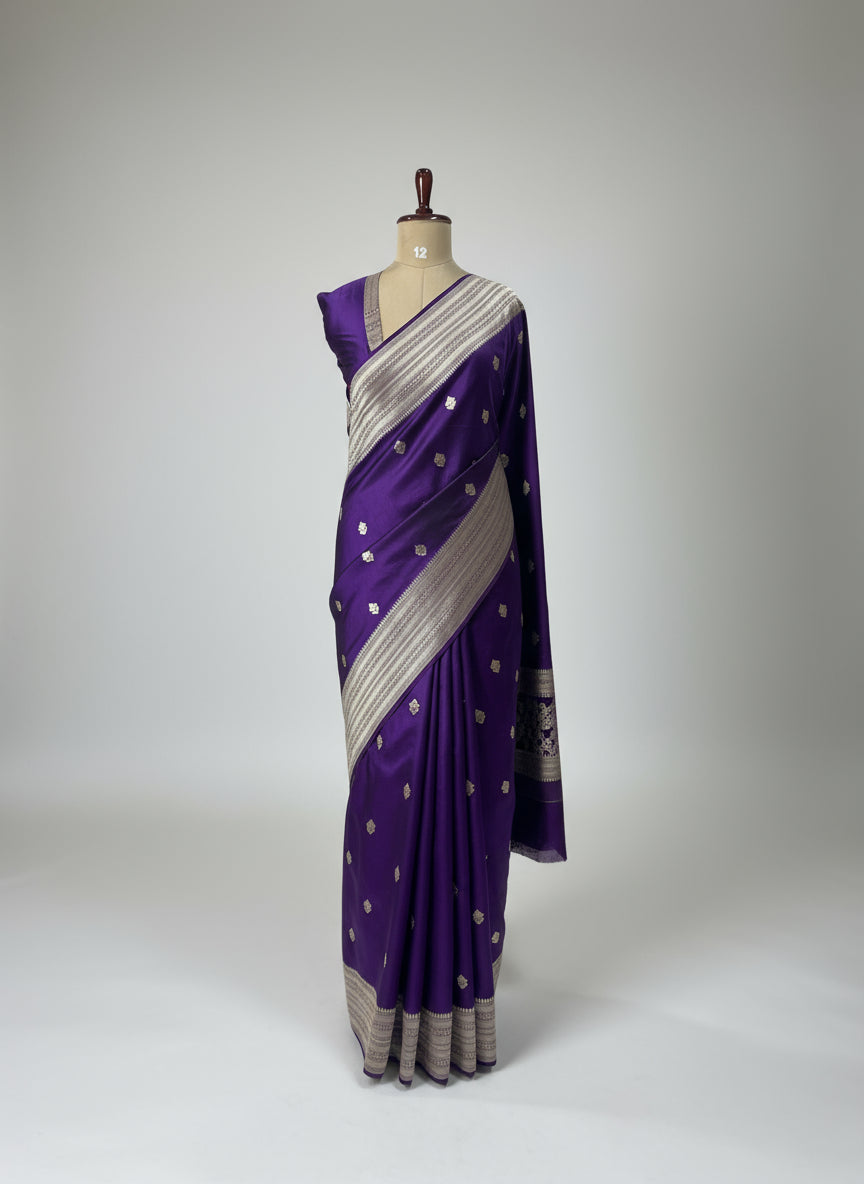 Purple pure mushroom satin silk-11 saree