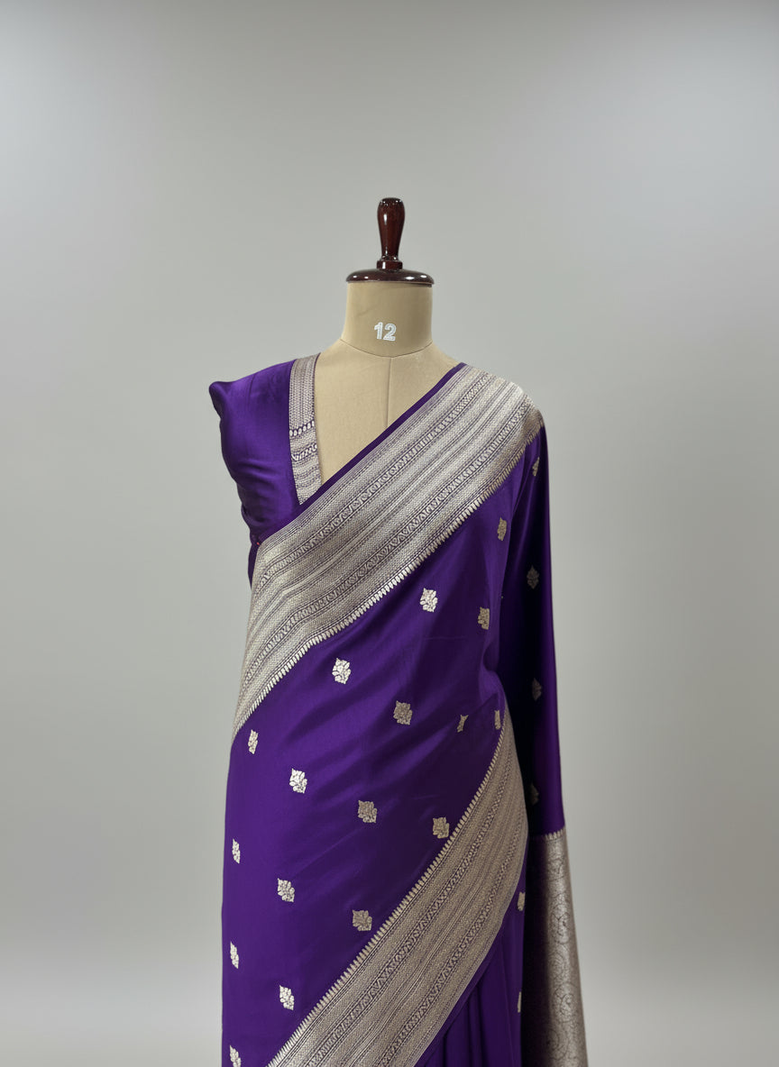 Purple pure mushroom satin silk-11 saree