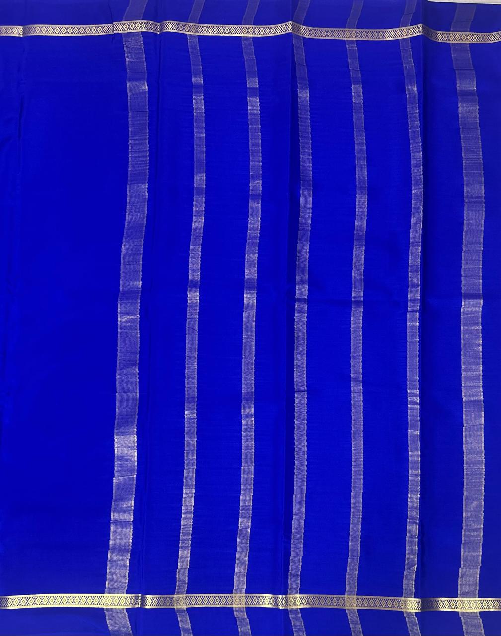 Royal blue one inch-11 pure mysore crepe silk saree