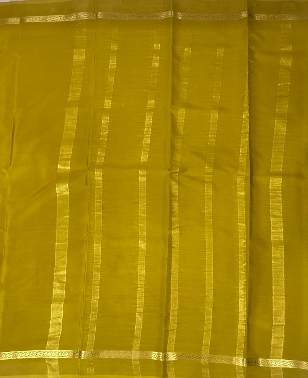 Dark yellow one inch-11 pure mysore crepe silk saree