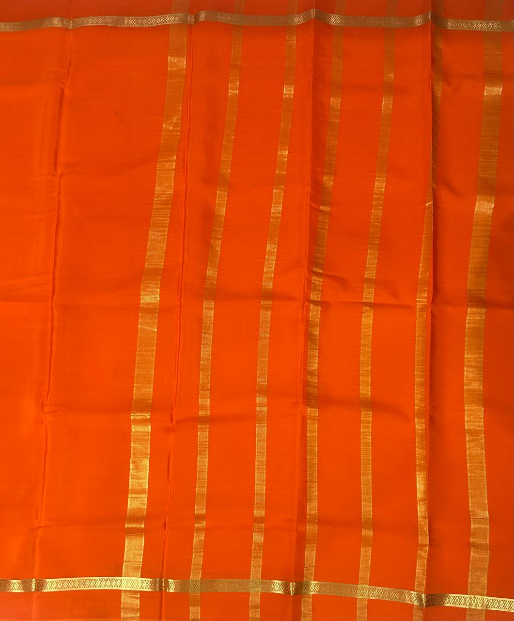 Orange one inch -11 pure mysore crepe silk saree