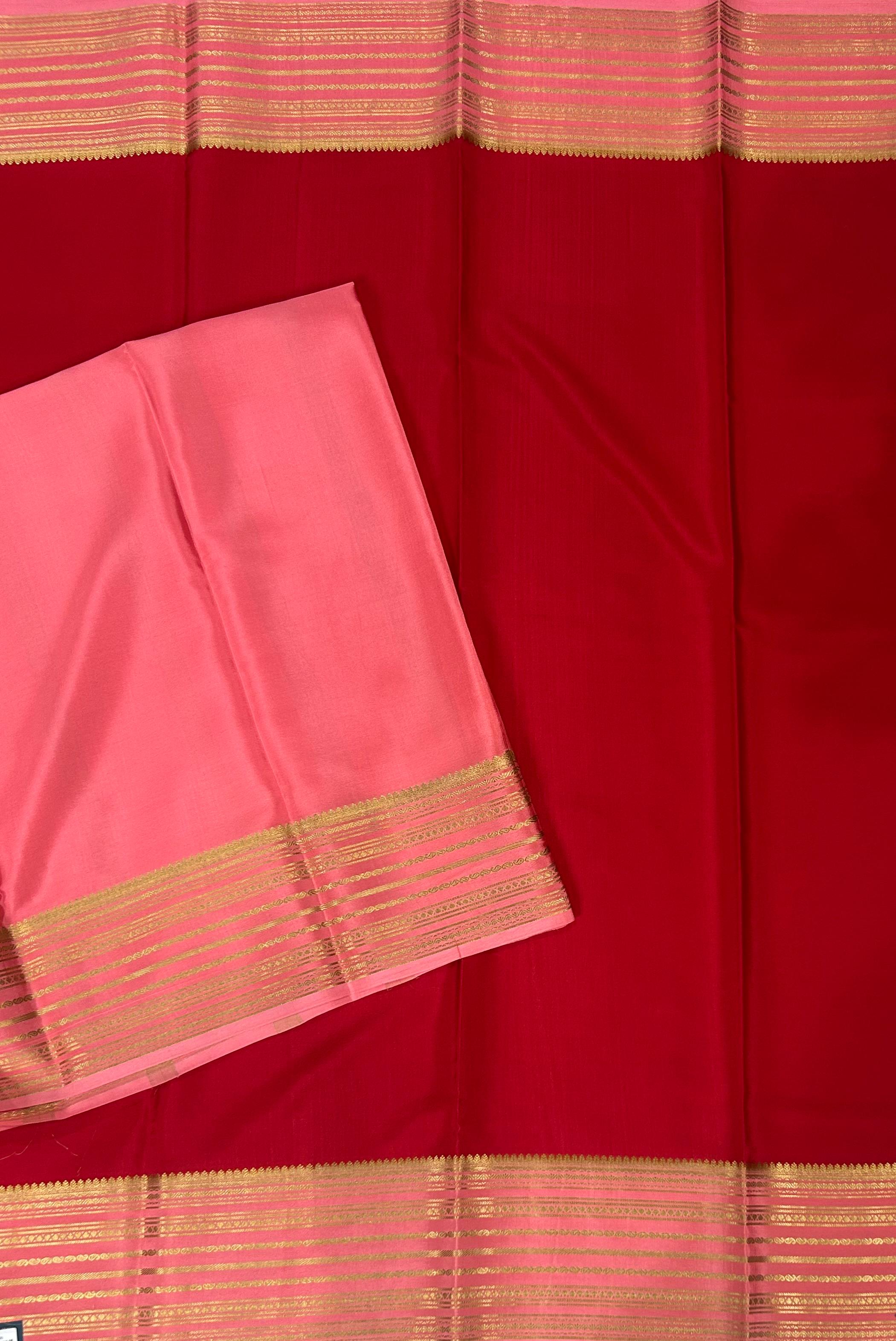 Red stripes border pure mysore silk-11 saree