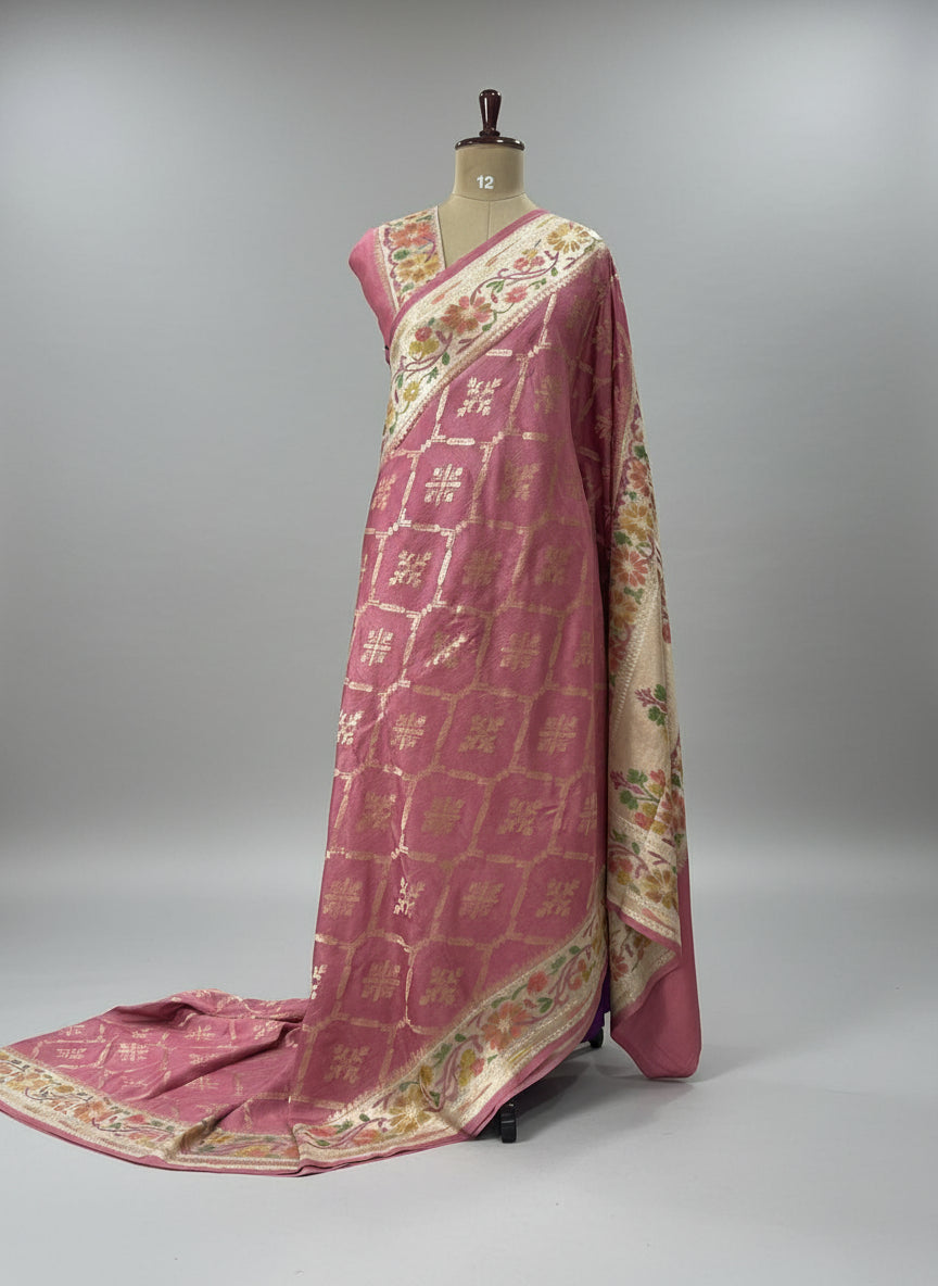 Pastel pink paithani border pure tussar-11  saree