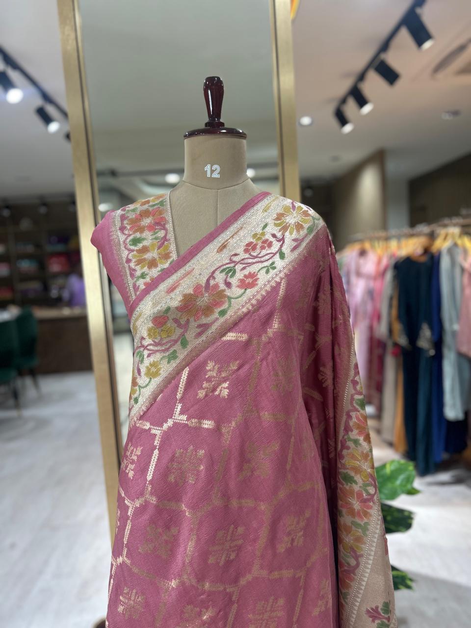 Pastel pink paithani border pure tussar-11  saree