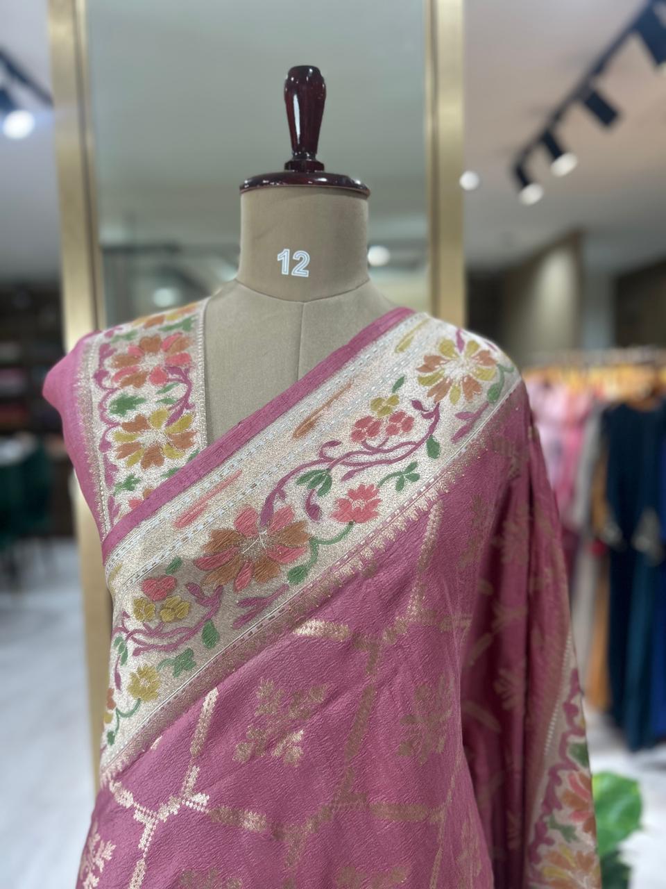 Pastel pink paithani border pure tussar-11  saree