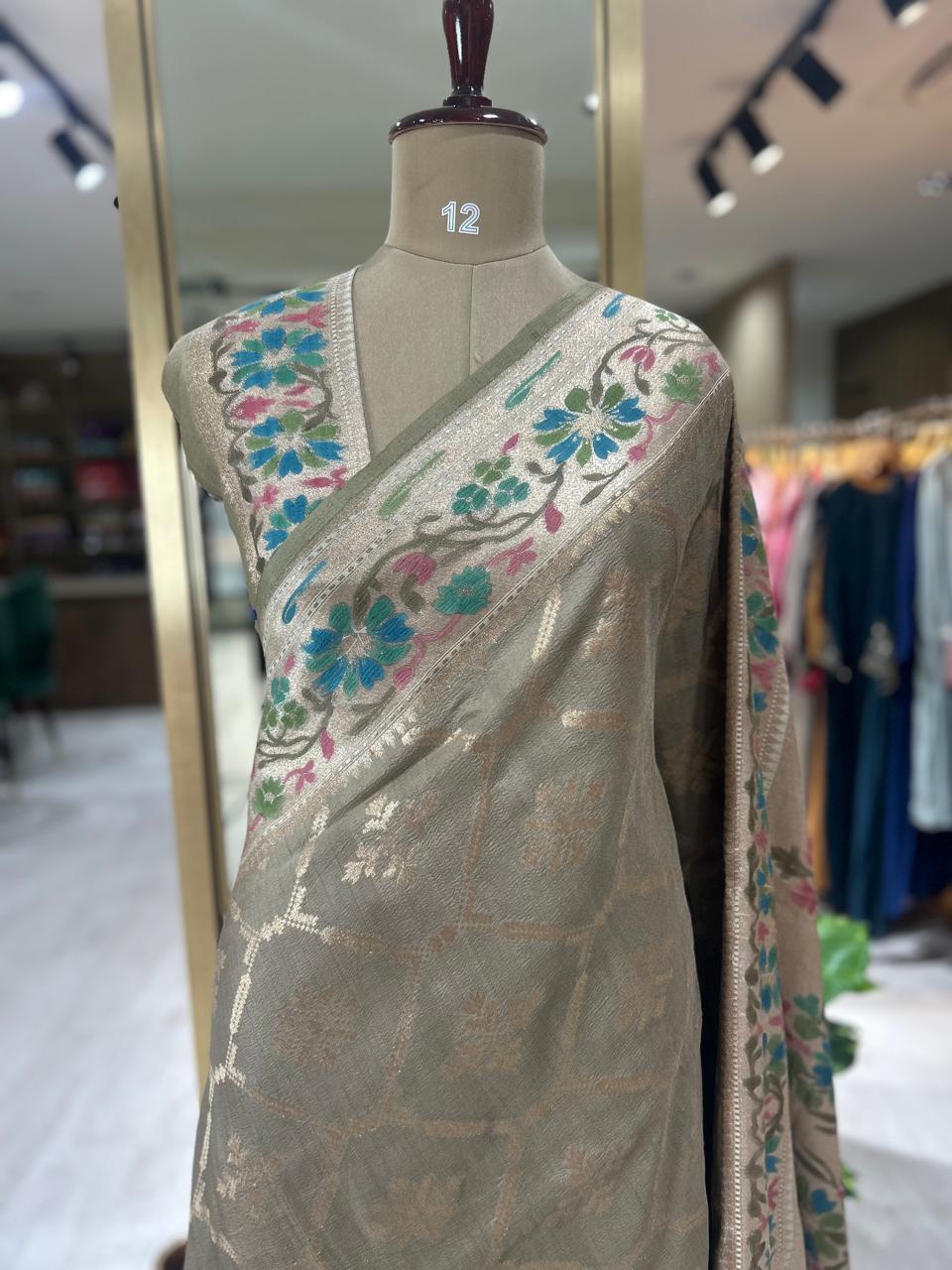 Beige paithani border pure tussar-11  saree