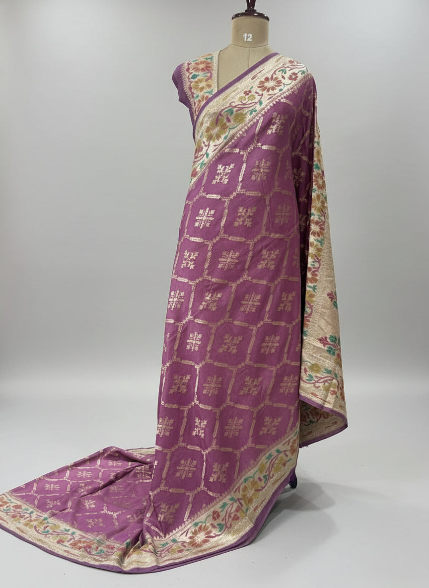 Pink paithani border pure tussar-11  saree