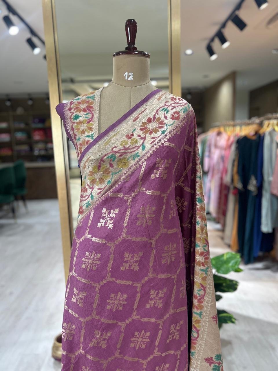 Pink paithani border pure tussar-11  saree