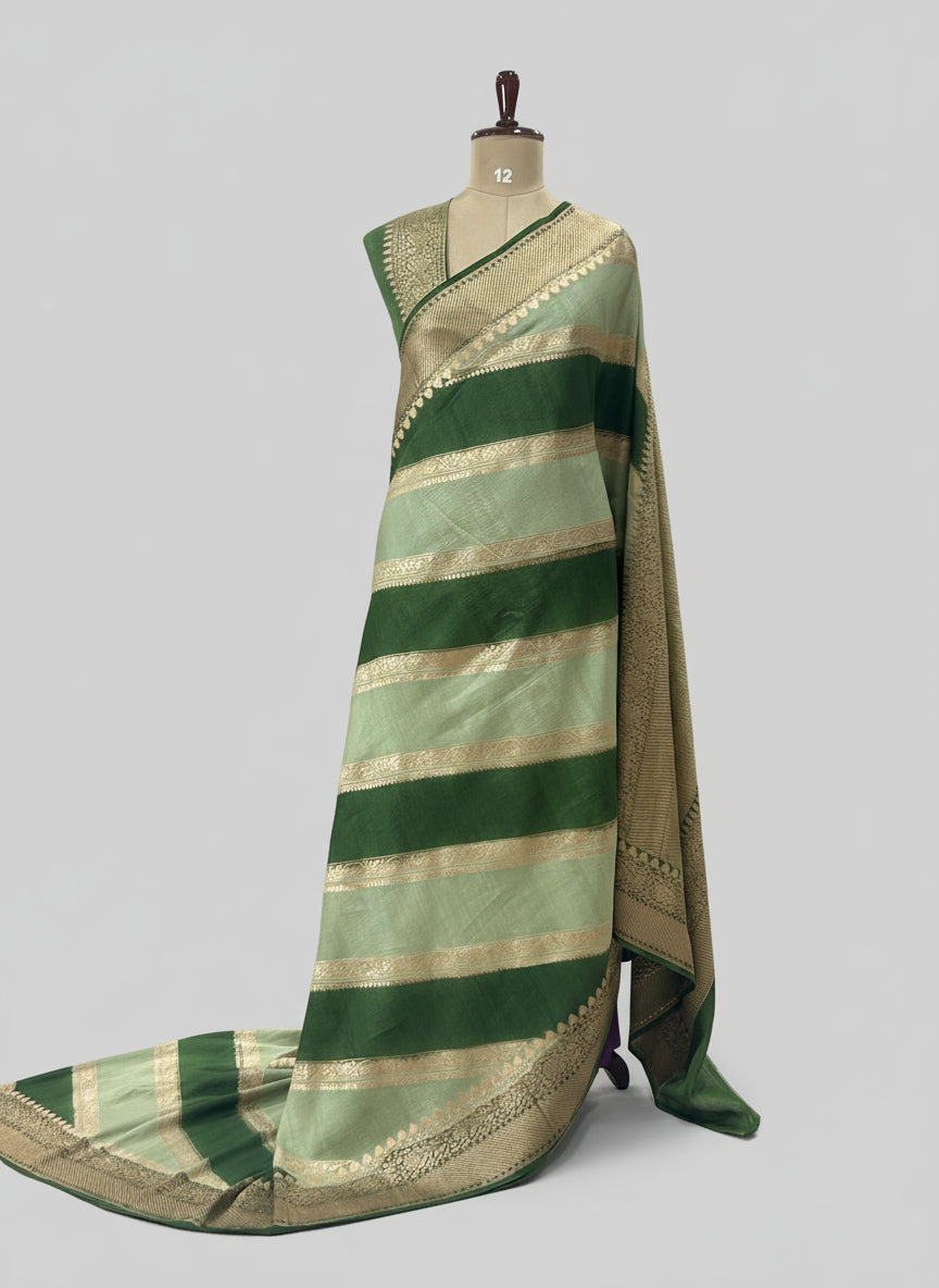 2D big stripes pure tussar crepe silk-11 saree