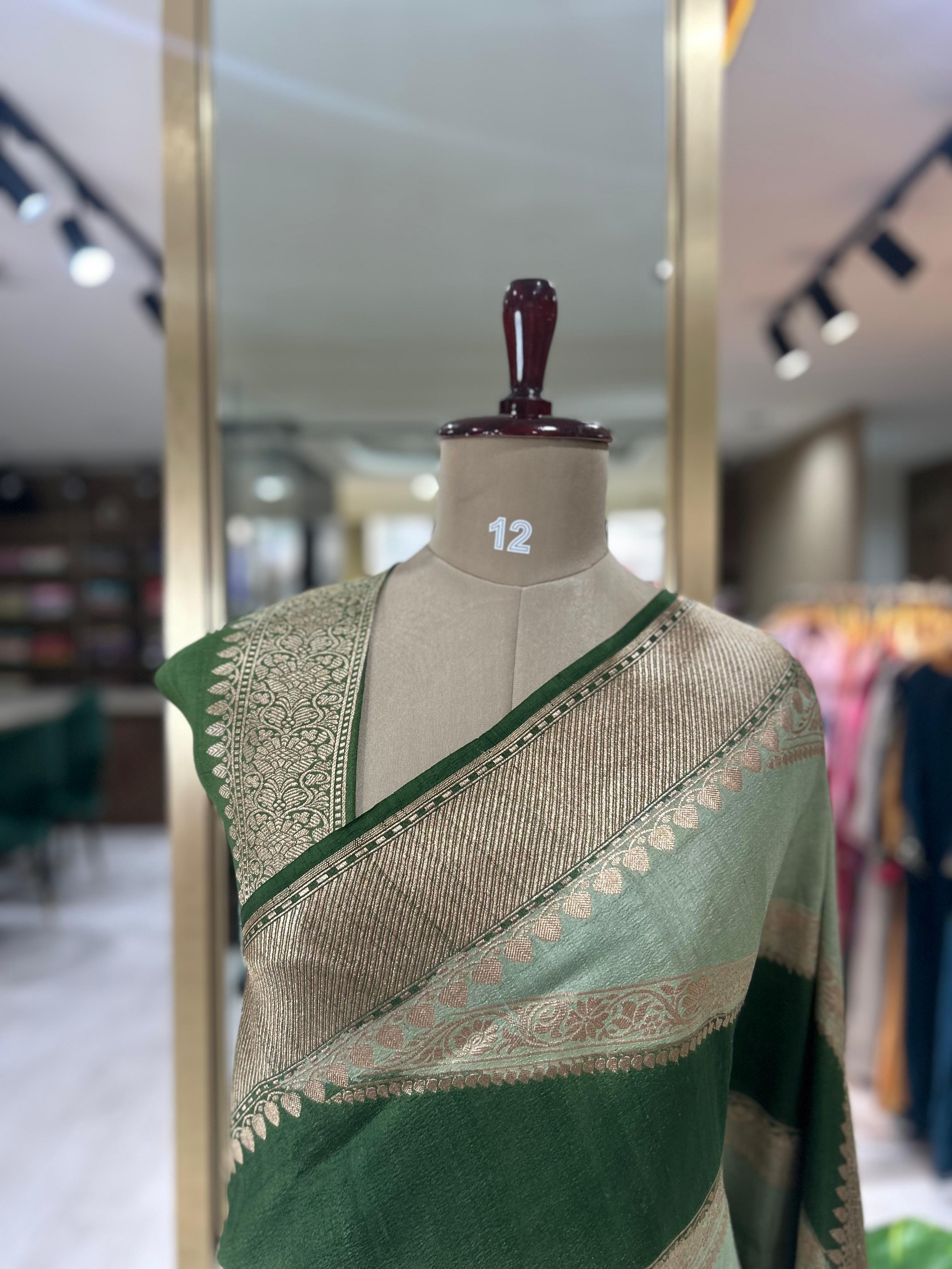 2D big stripes pure tussar crepe silk-11 saree