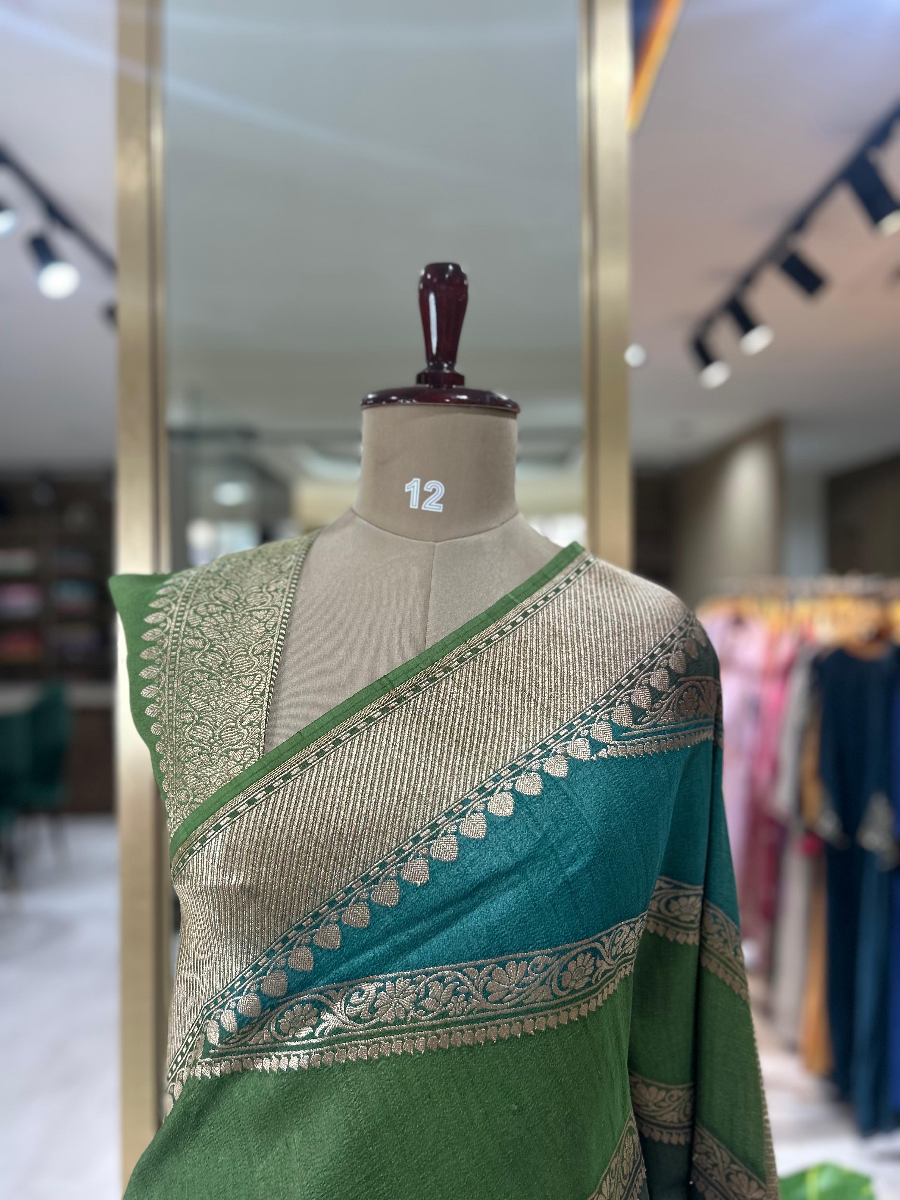 2D big stripes pure tussar crepe silk-11 saree