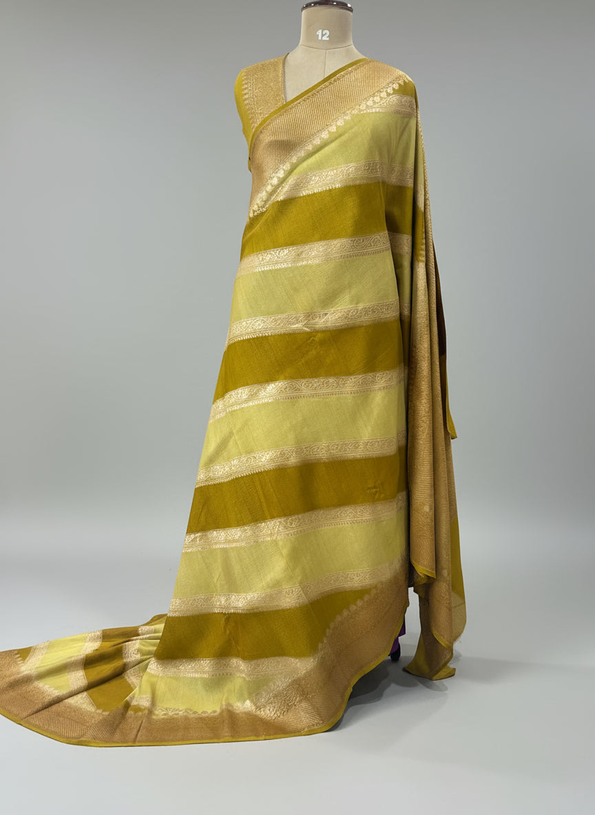 2D big stripes pure tussar crepe silk-11 saree