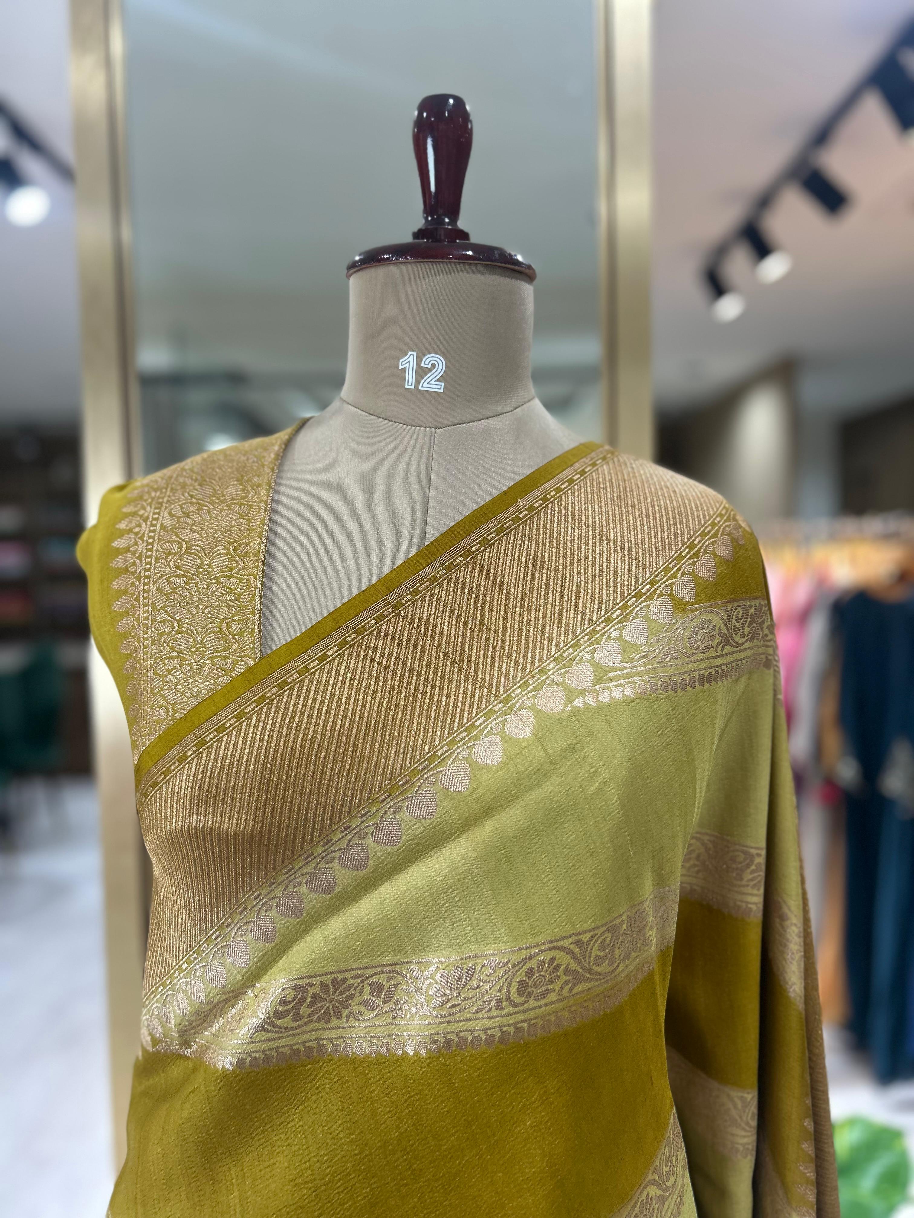 2D big stripes pure tussar crepe silk-11 saree