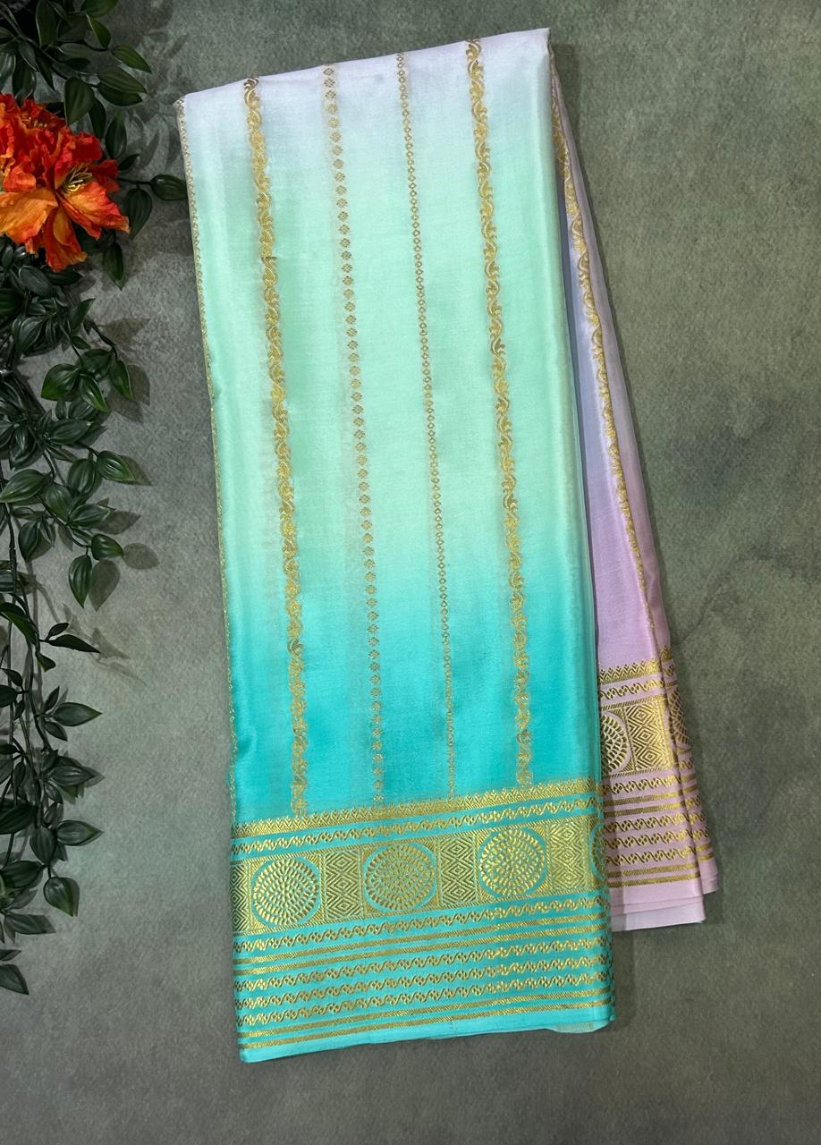 Multicolour brush dye pure mysore crepe silk-11 saree