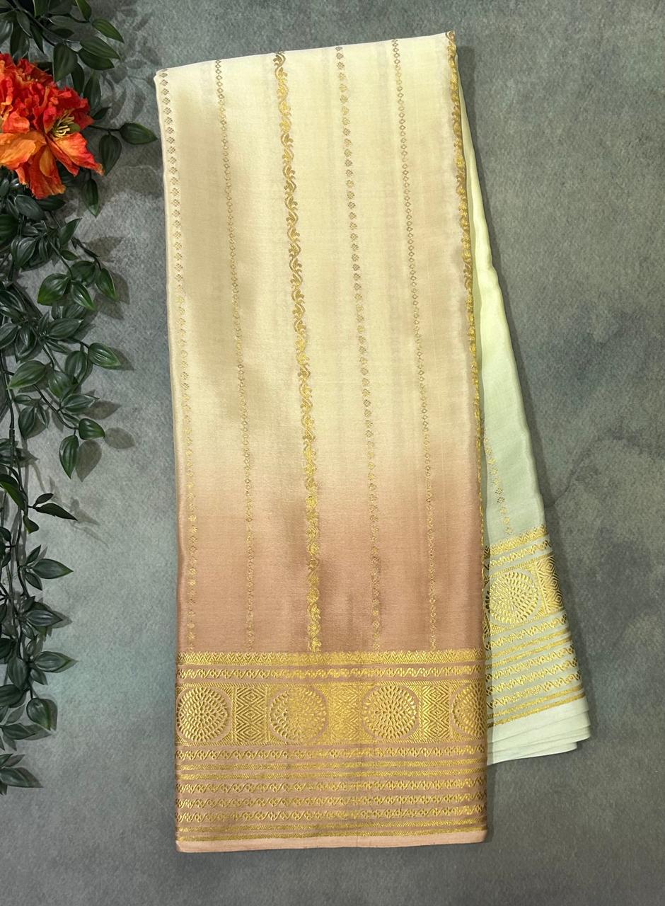 Multicolour brush dye pure mysore crepe silk-11 saree