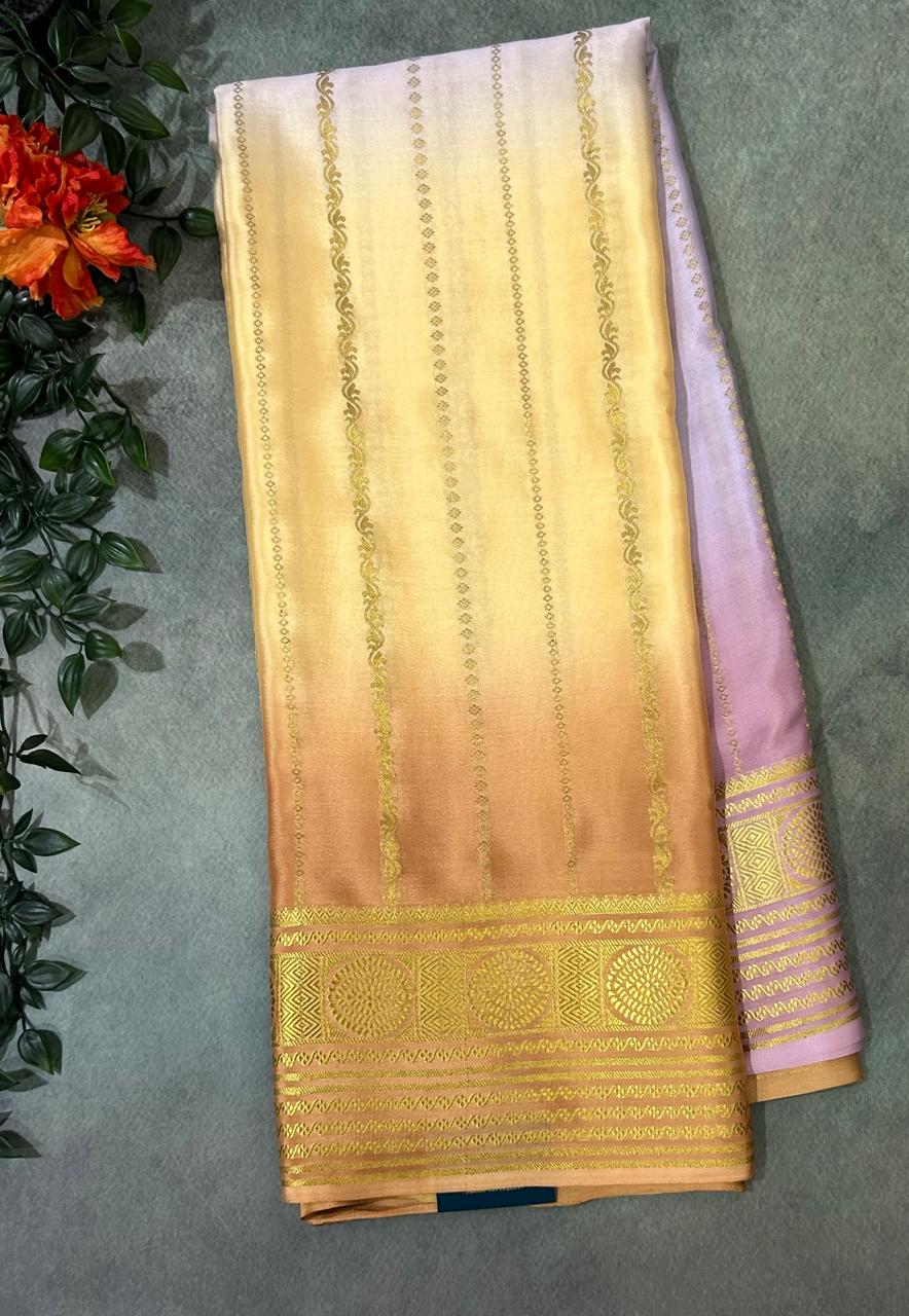 Multicolour brush dye pure mysore crepe silk-11 saree