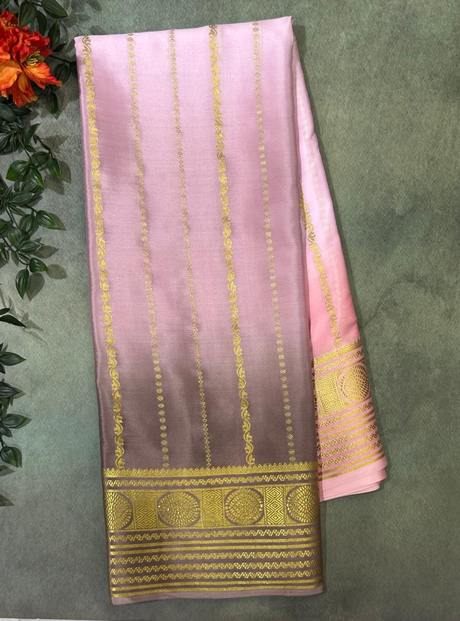 Multicolour brush dye pure mysore crepe silk-11 saree