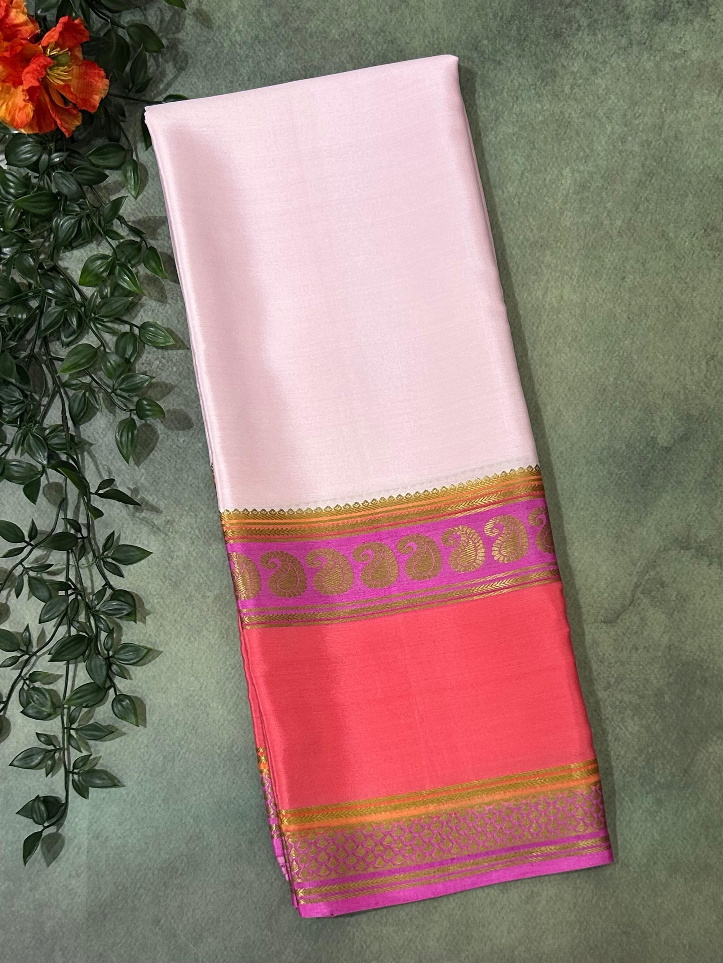 3D brush dye pure mysore crepe silk-11 saree