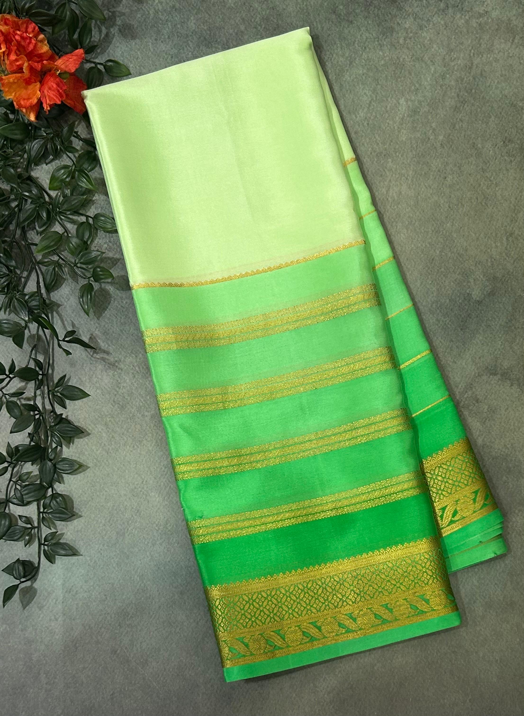 Multicolour stripes brush dye pure mysore crepe silk-11 saree
