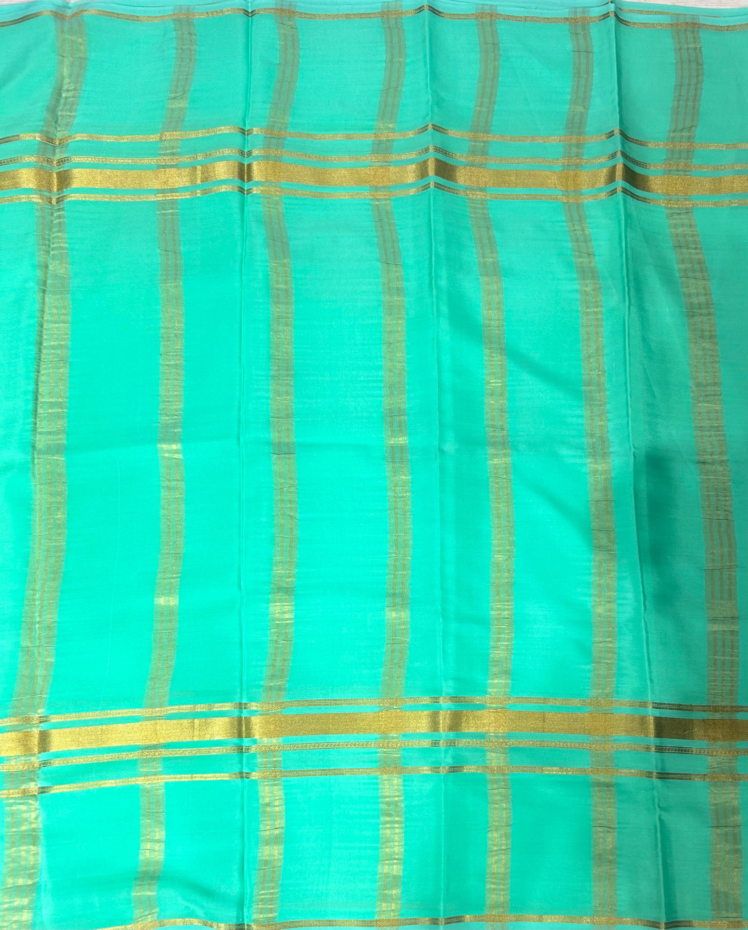 Distemper plain four border pure mysore crepe silk saree