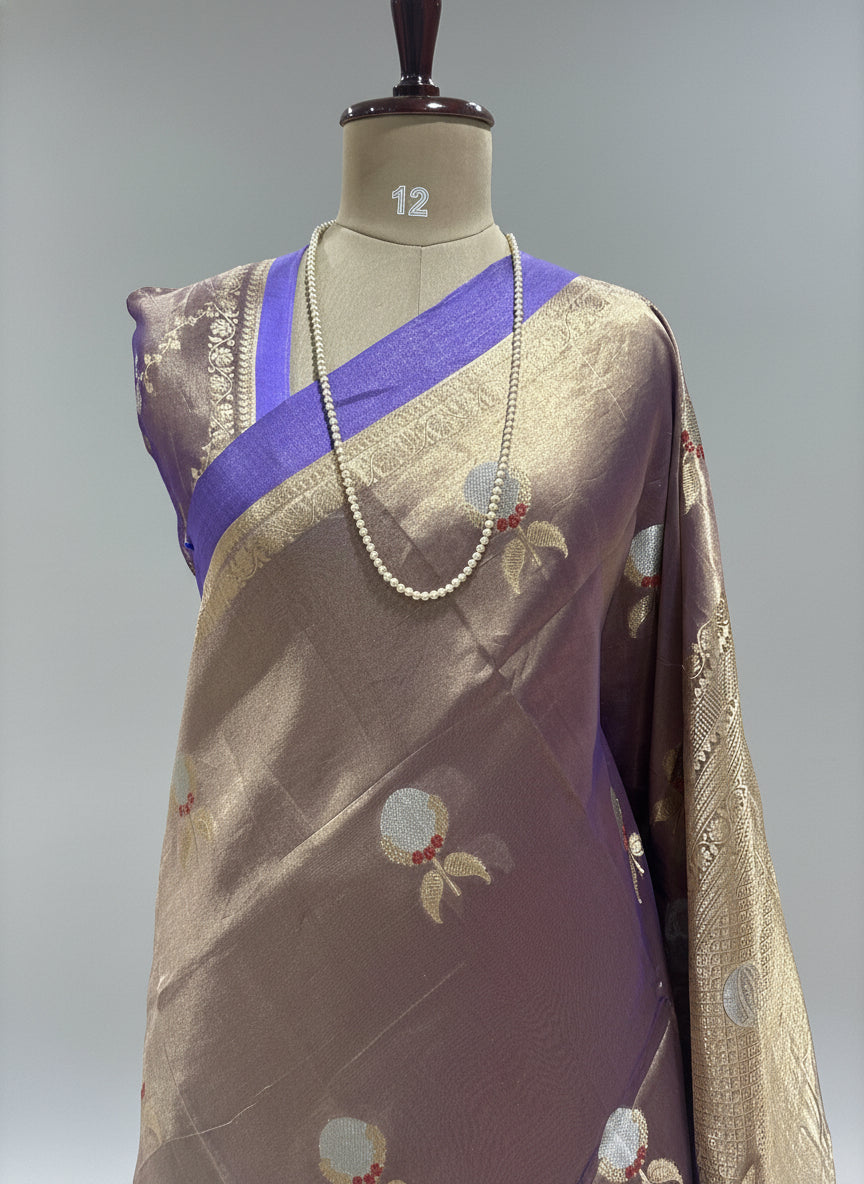 Light purple pure tissue satin border-11 saree