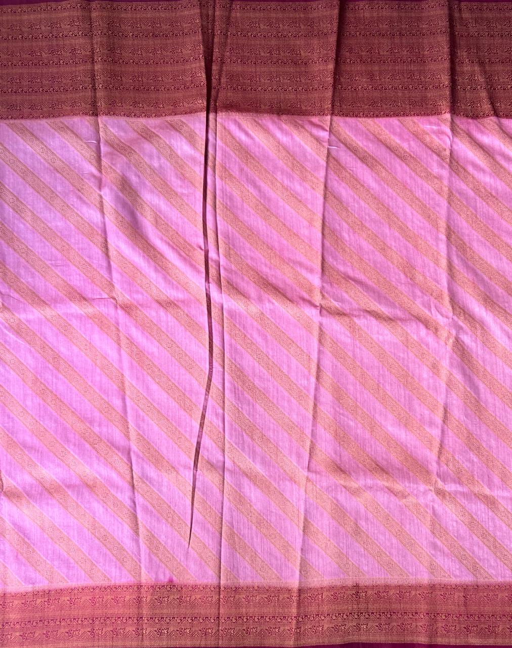 Pink stripes semi georgette silk saree ( YES)