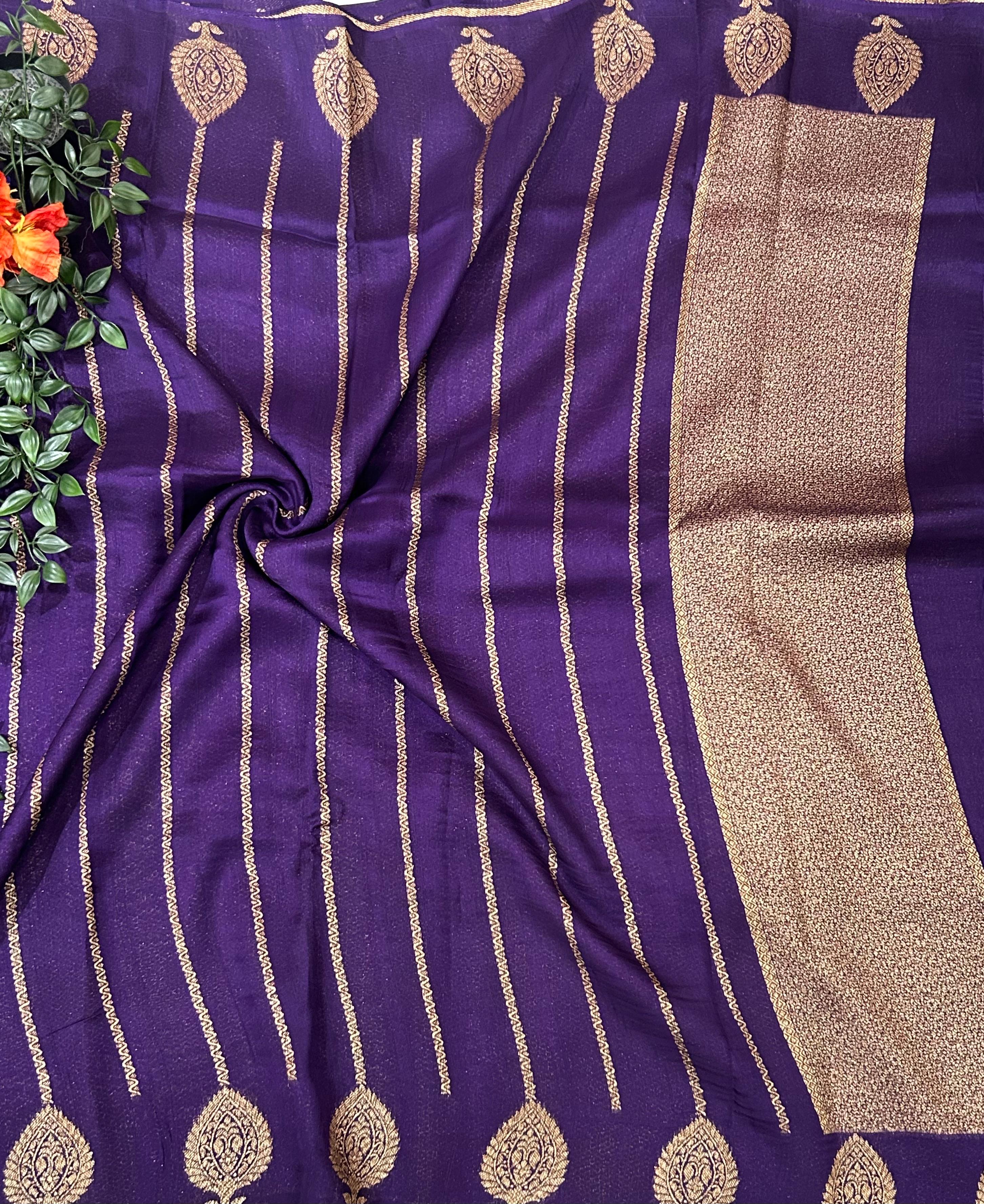 Purple stripes tussar georgette-11 saree