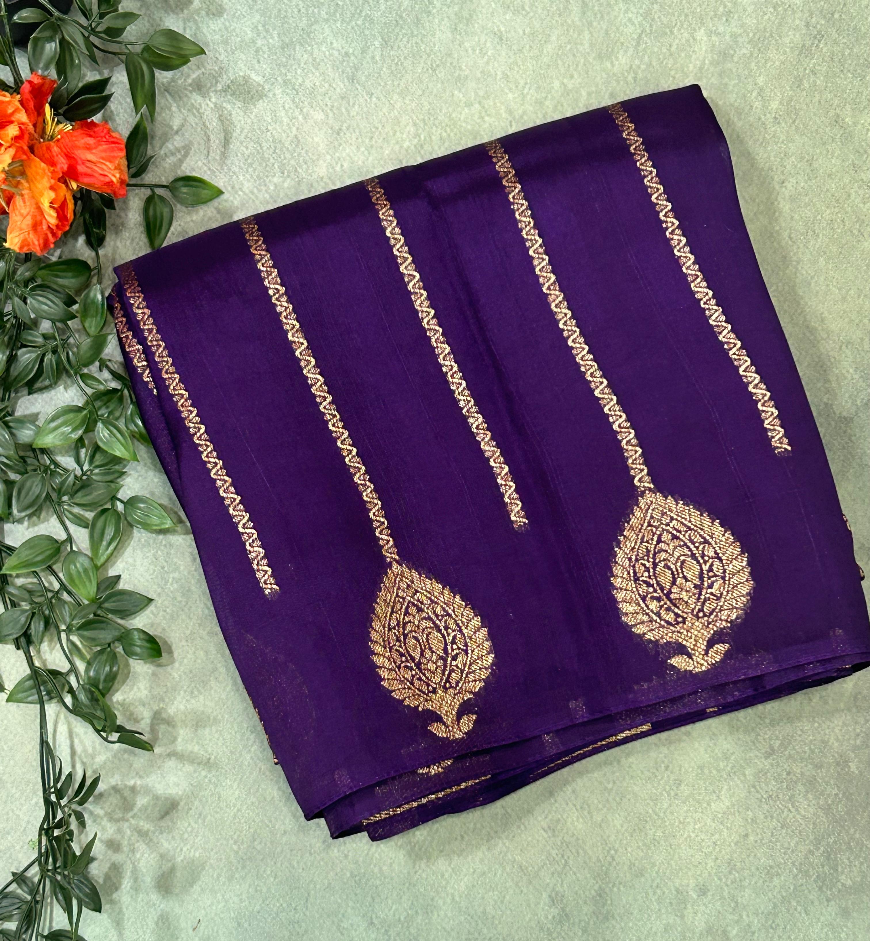 Purple stripes tussar georgette-11 saree