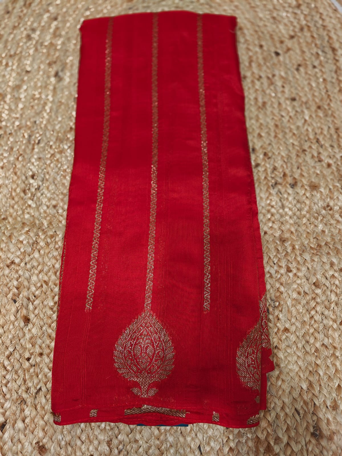 Red stripes tussar georgette-11 saree
