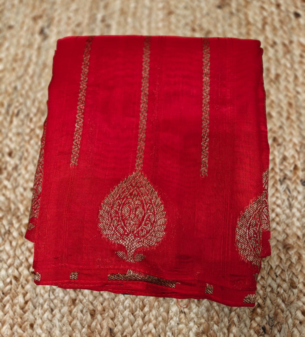 Red stripes tussar georgette-11 saree