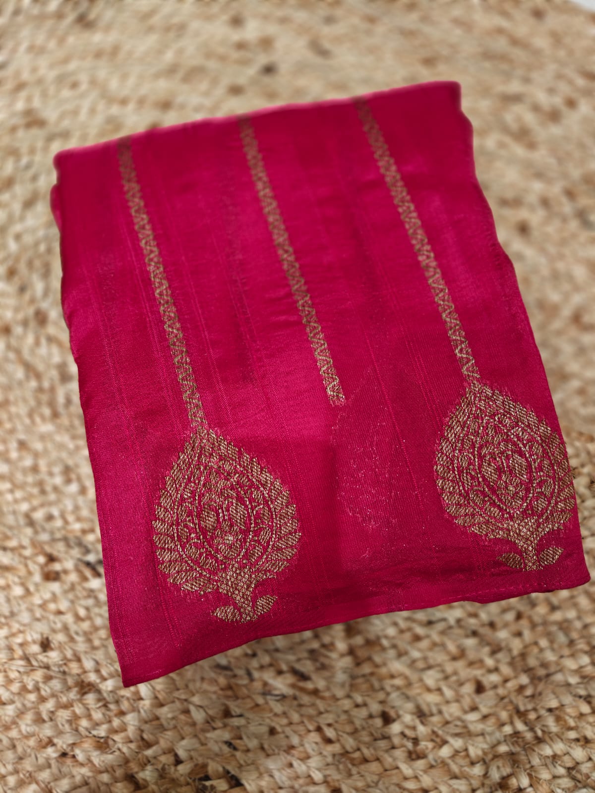 Pink stripes tussar georgette-11 saree